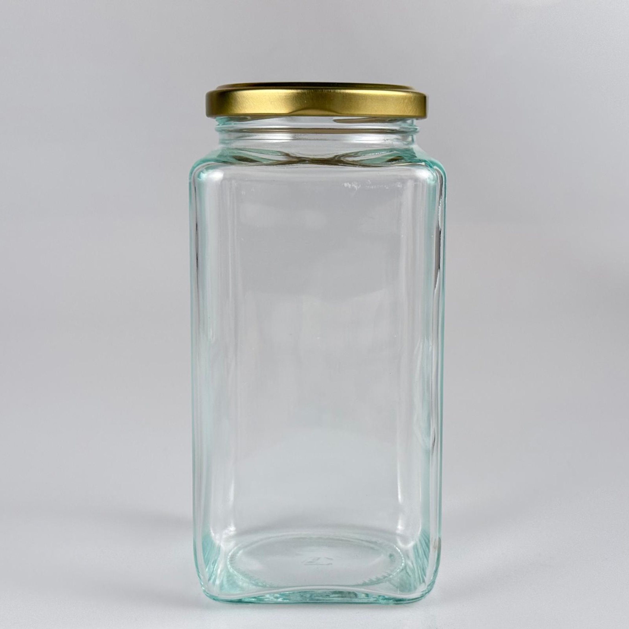 660 CC CAM KARE KAVANOZ + DÜĞMELİ GOLD METAL KAPAKLI TAKIM - 660 ML KARE KAVANOZ
