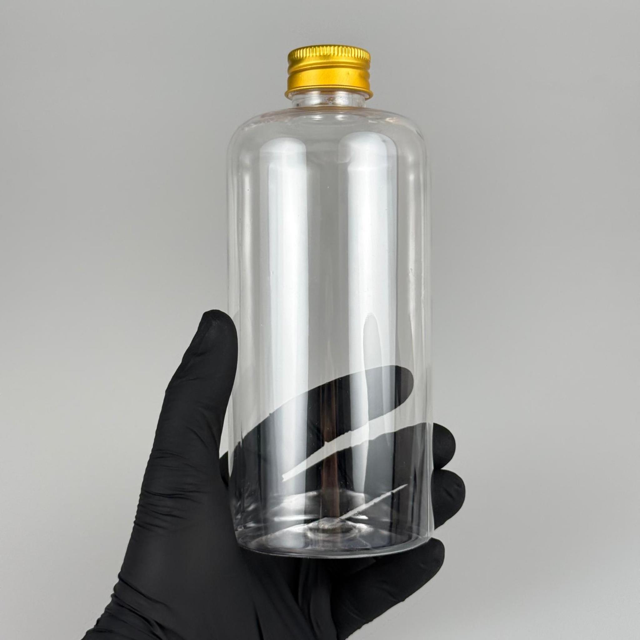 500 CC ŞEFFAF UZUN SİLİNDİR PET ŞİŞE KALIN (26 GR) - GOLD METAL ALÜMİNYUM KAPAKLI - 28 AĞIZ - 500 ML PET ŞİŞE