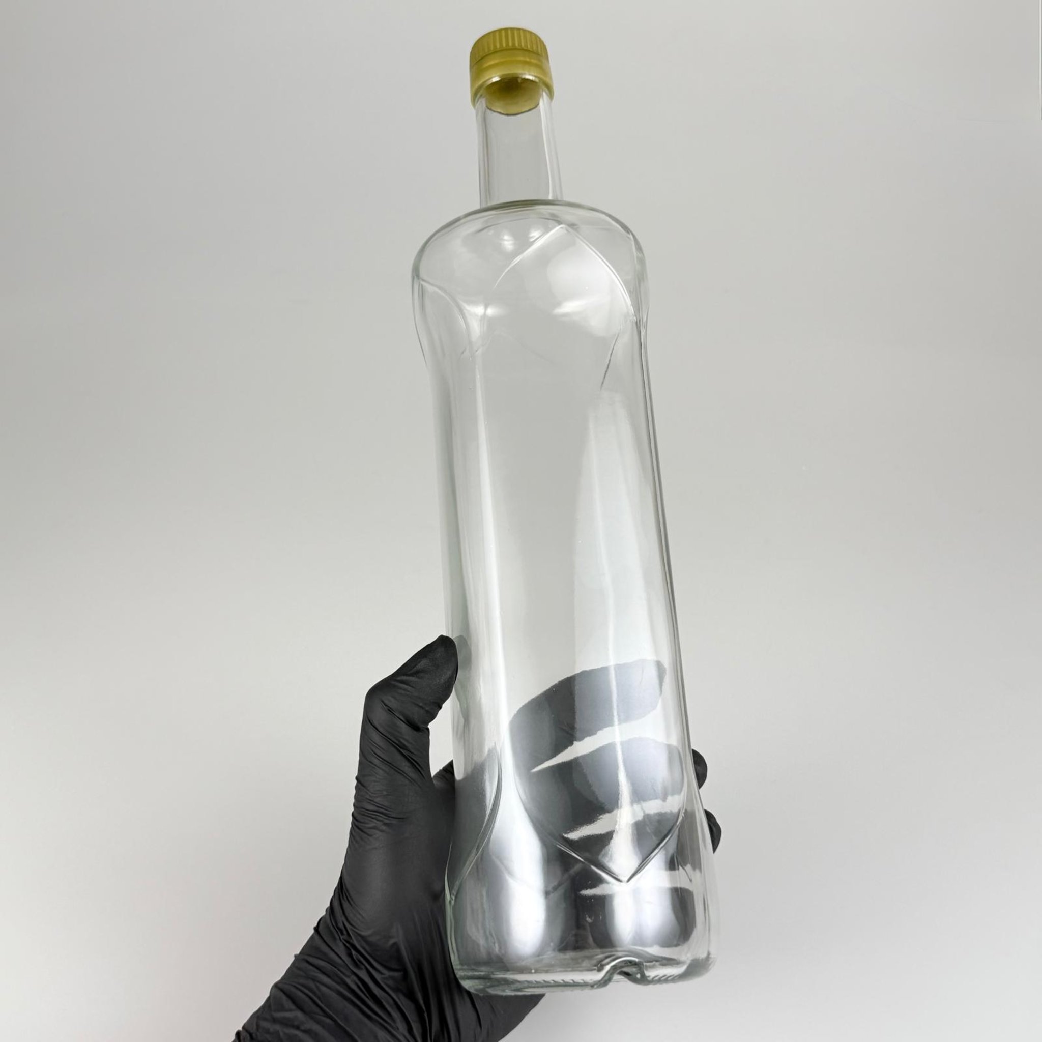1000 CC DESENLİ DORİKA ŞEFFAF CAM ŞİŞE + GOLD ÇAKMA KAPAKLI TAKIM - 1000 ML MANTAR TIPALI ÇAKMA AĞIZ  CAM ŞİŞE