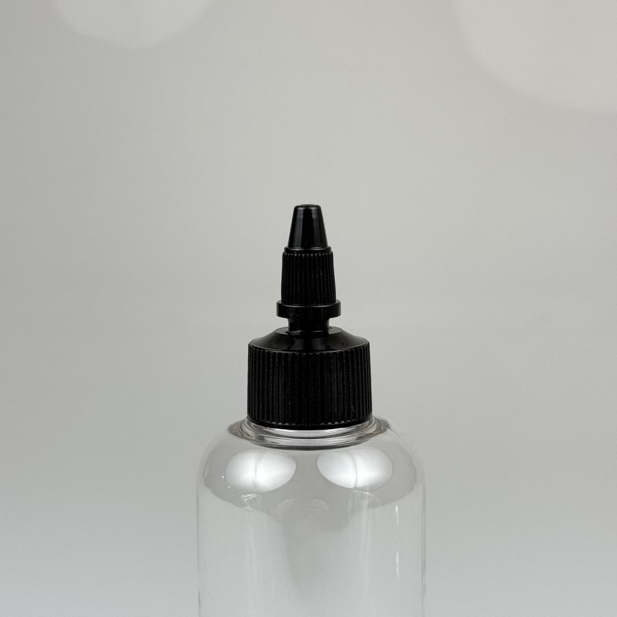 YAĞ, SOS, ACI SOS, SİRKE, SRIRACHA, MÜREKKEP, TUTKAL AKITICI VB BOŞ ŞİŞELERİ - SİYAH SİVRİ TWİST AKITICI KAPAK + 200 ML OVAL PET PLASTİK ŞİŞE TAKIM