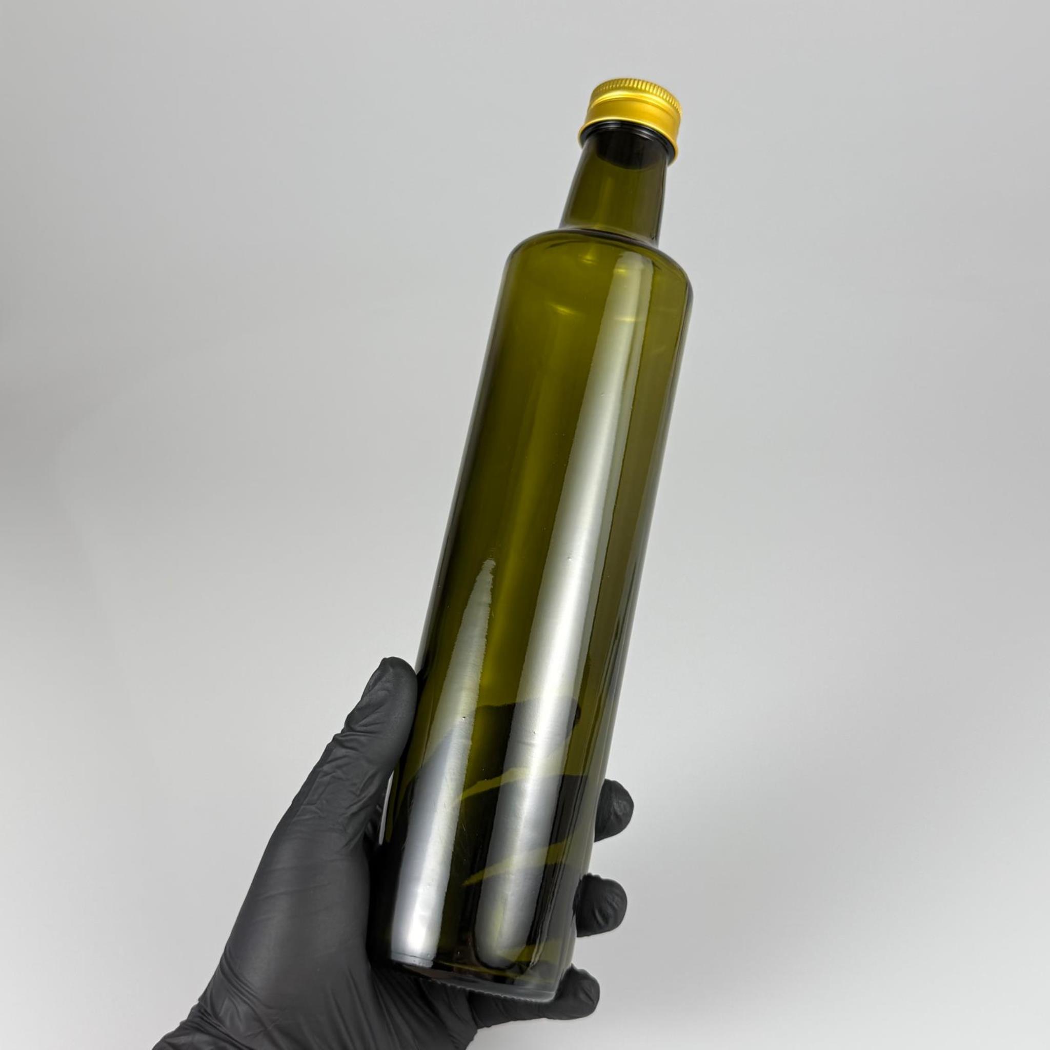 500 CC YEŞİL DORİKA CAM ŞİŞE - GOLD METAL ALÜMİNYUM KAPAKLI - 500 ML DORİKA YAĞ ŞİŞESİ - SİRKE ŞİŞESİ
