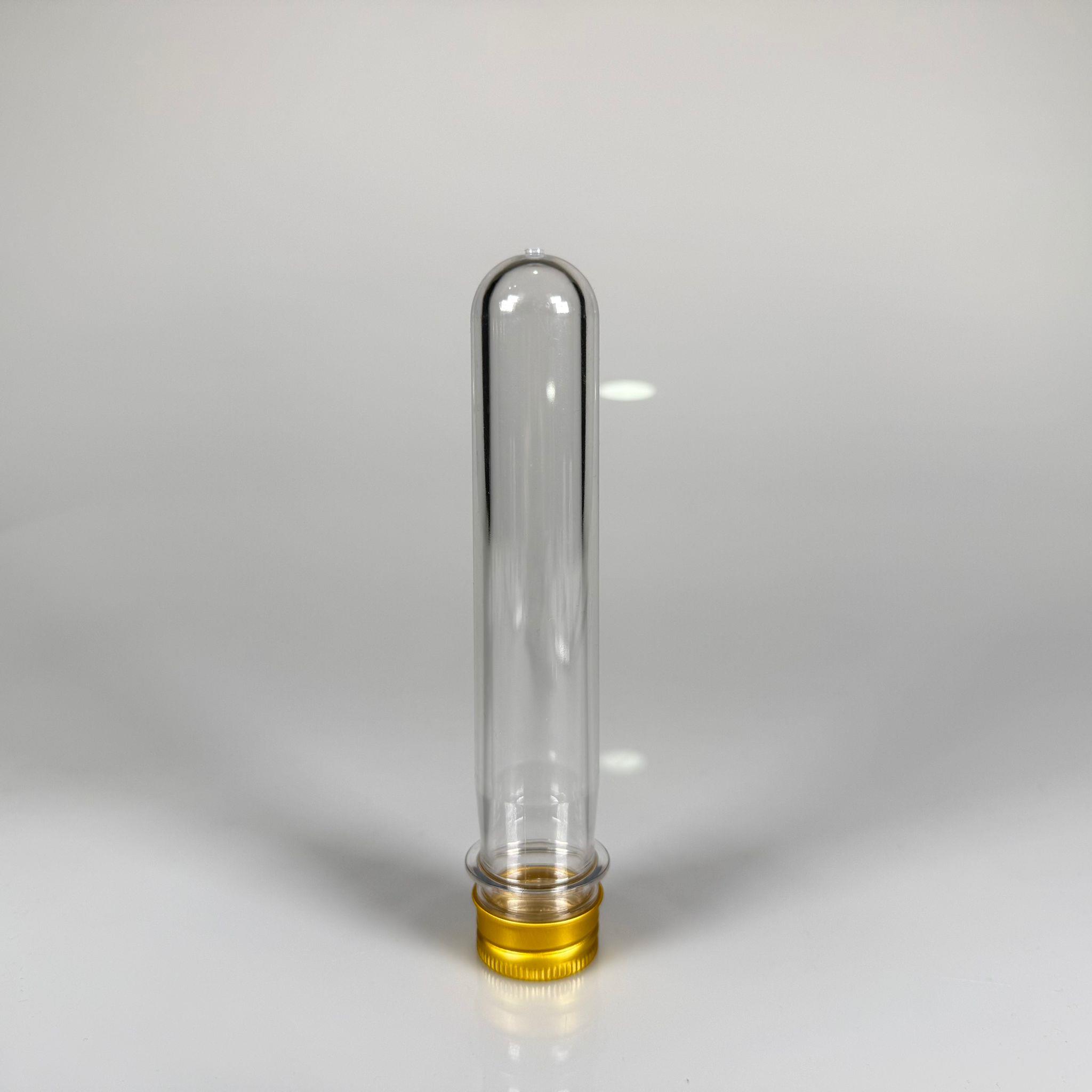 16 CM TÜP - 45 CC UZUN KALIN (51 GR) PET ŞİŞE  - CONTALI METAL GOLD ALÜMİNYUM KAPAKLI  - VANİLYA ÇUBUĞU, BAHARAT, DENEY TÜPÜ, AYAKKABI BAĞCIĞI VB İÇİN PLASTİK TÜP