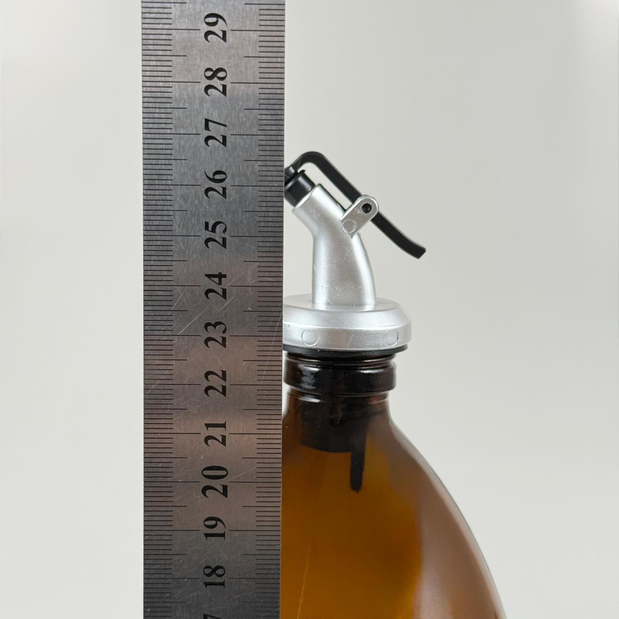 1000 CC AMBER TOMBUL ÖZEL SERİ CAM ŞİŞE - GRİ KAPAKLI YAĞDANLIK TIPALI - 1000 ML CAM ECZA ŞİŞESİ - KAHVERENGİ