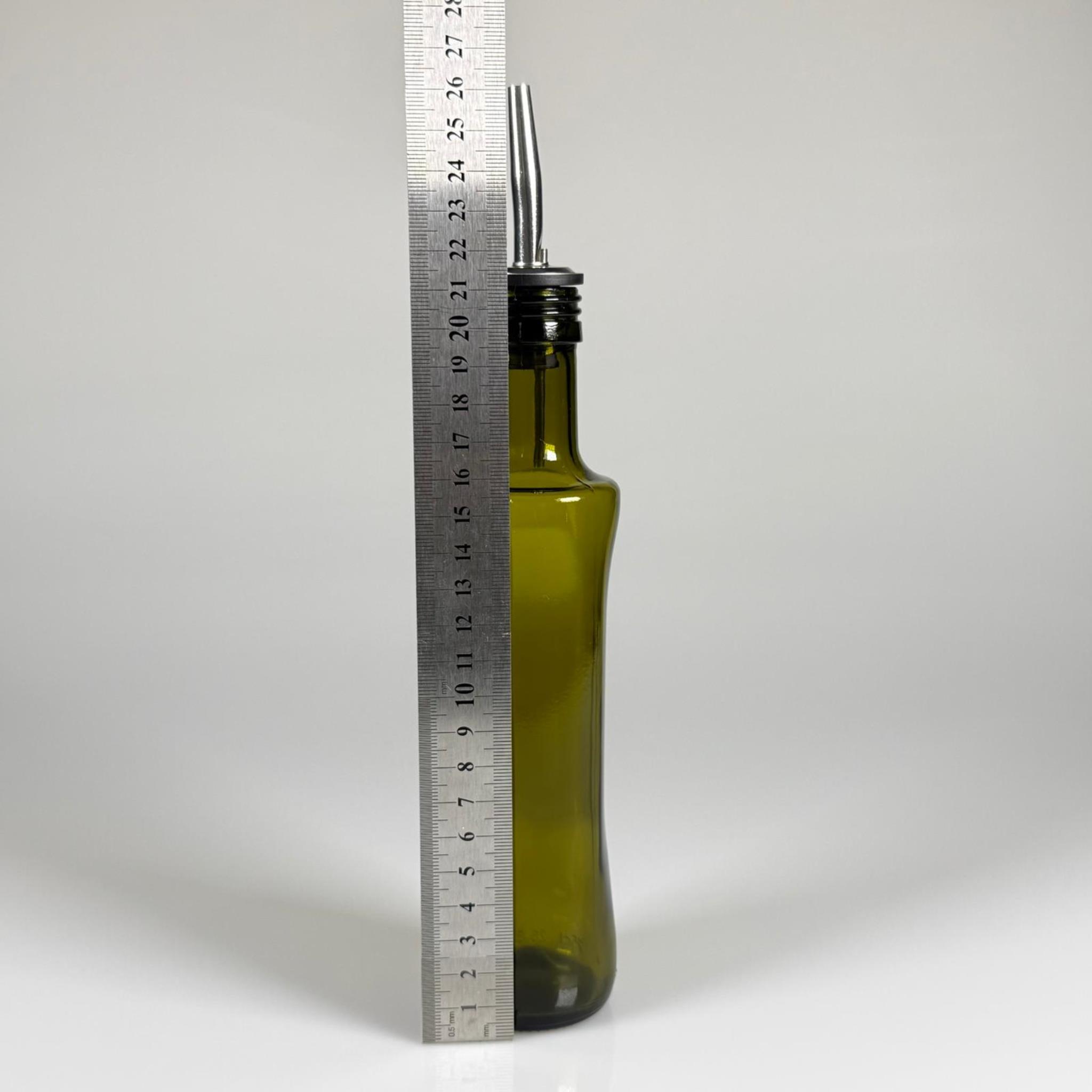 KÖŞELİ CAM YAĞLIK - 250 ML YEŞİL KARE CAM GEOLİVE ŞİŞE + ÇELİK YAĞDANLIK TIPASI TAKIM