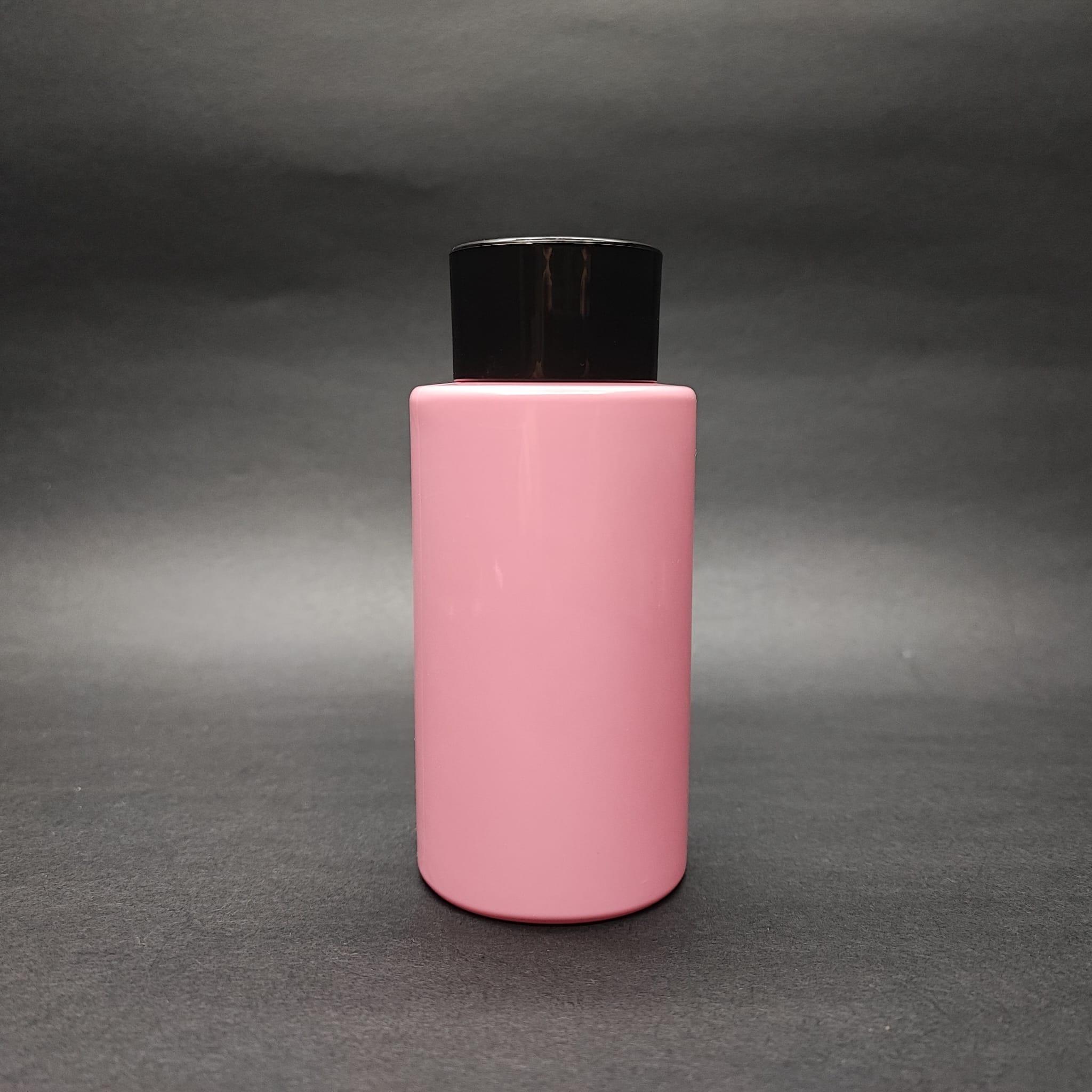 200 CC KÜT BOYUNLU SİLİNDİR PET ŞİŞE (24 GR) - SİYAH KOLONYA LOSYON KAPAK + TIPA - 200 ML PLASTİK ŞİŞE - PEMBE
