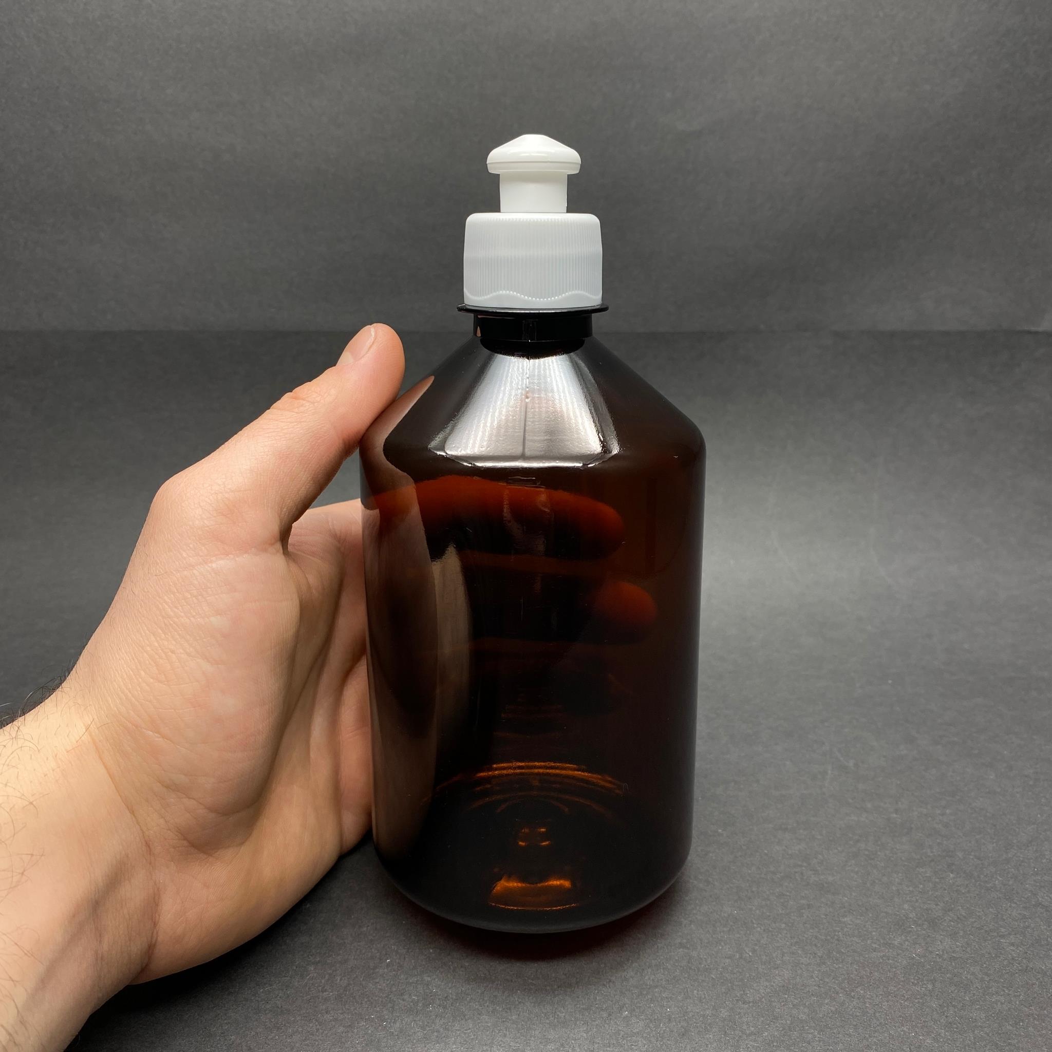 500 CC AMBER PLASTİK ŞİŞE - BEYAZ AKITICILI PUSH-PULL KAPAKLI - 500 ML KAHVERENGİ BOŞ PLASTİK ŞİŞE