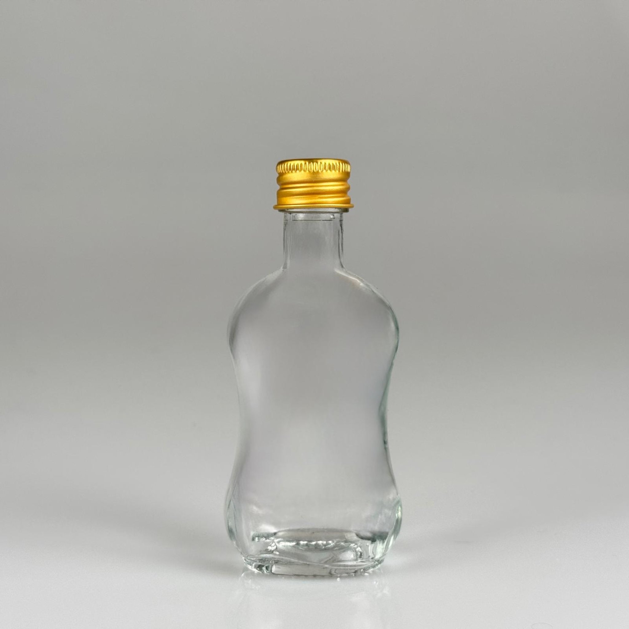 50 CC BOĞAZLI İNCE BELLİ CAM ŞİŞE + GOLD ALÜMİNYUM METAL KAPAKLI TAKIM - 50 ML PRESTİJLİ ŞİŞE