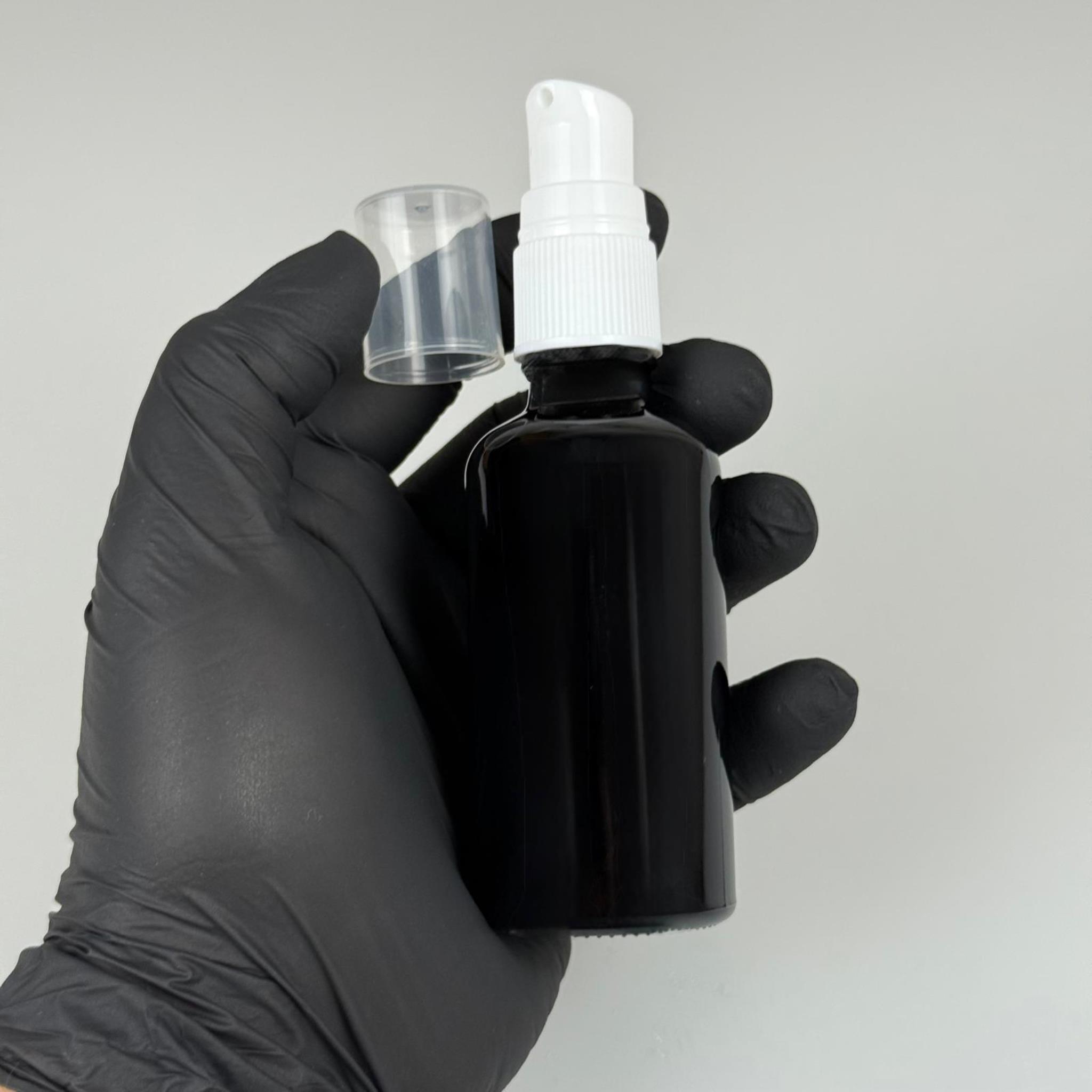50 CC SİYAH CAM ŞİŞE BEYAZ LOSYON POMPALI TAKIM - 50 ML POMPALI CAM ŞİŞE