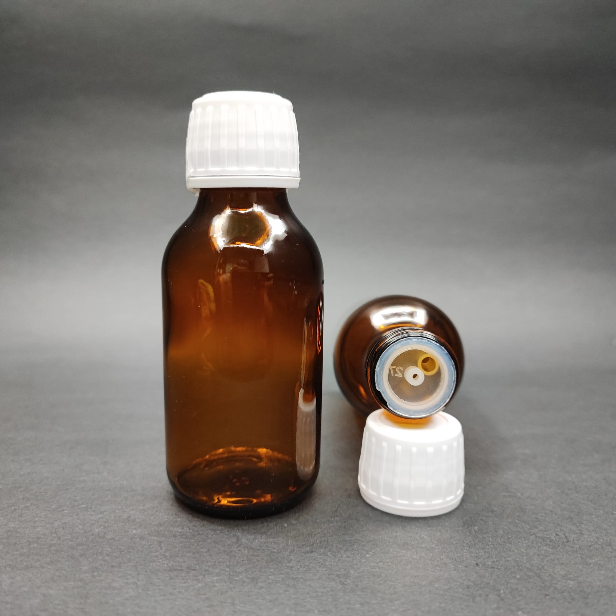 75 ML DOLUMU KOLAY, GENİŞ AĞIZLI İÇTEN DAMLALIKLI ŞİŞE (25 MM AĞIZ)  - 75 CC BEYAZ KİLİTLİ DAMLALIKLI CAM ECZA ŞİŞESİ - AMBER KAHVERENGİ