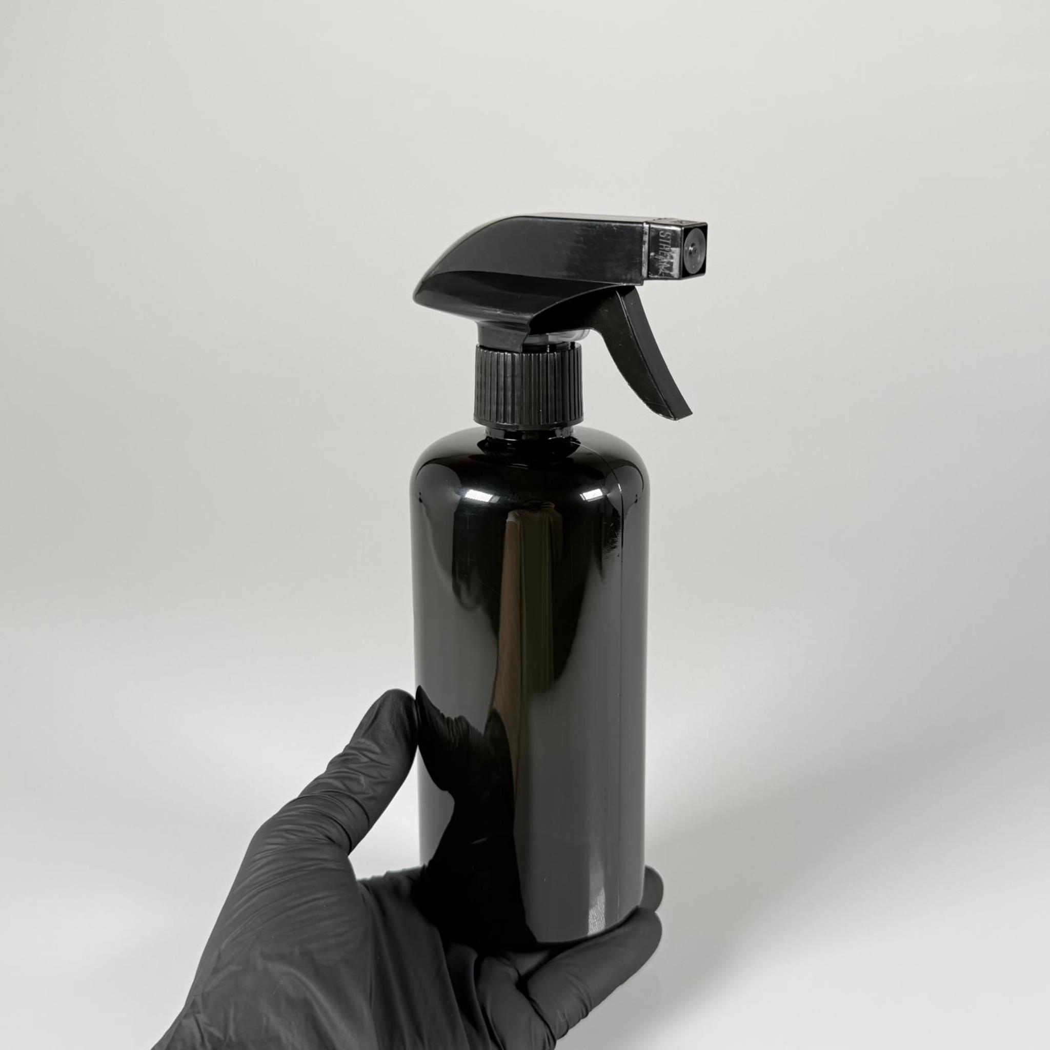 500 CC SİYAH UZUN SİLİNDİR PET ŞİŞE KALIN (26 GR) - SİYAH TETİK TRİGER SPREYLİ - 28 AĞIZ - 500 ML PET ŞİŞE