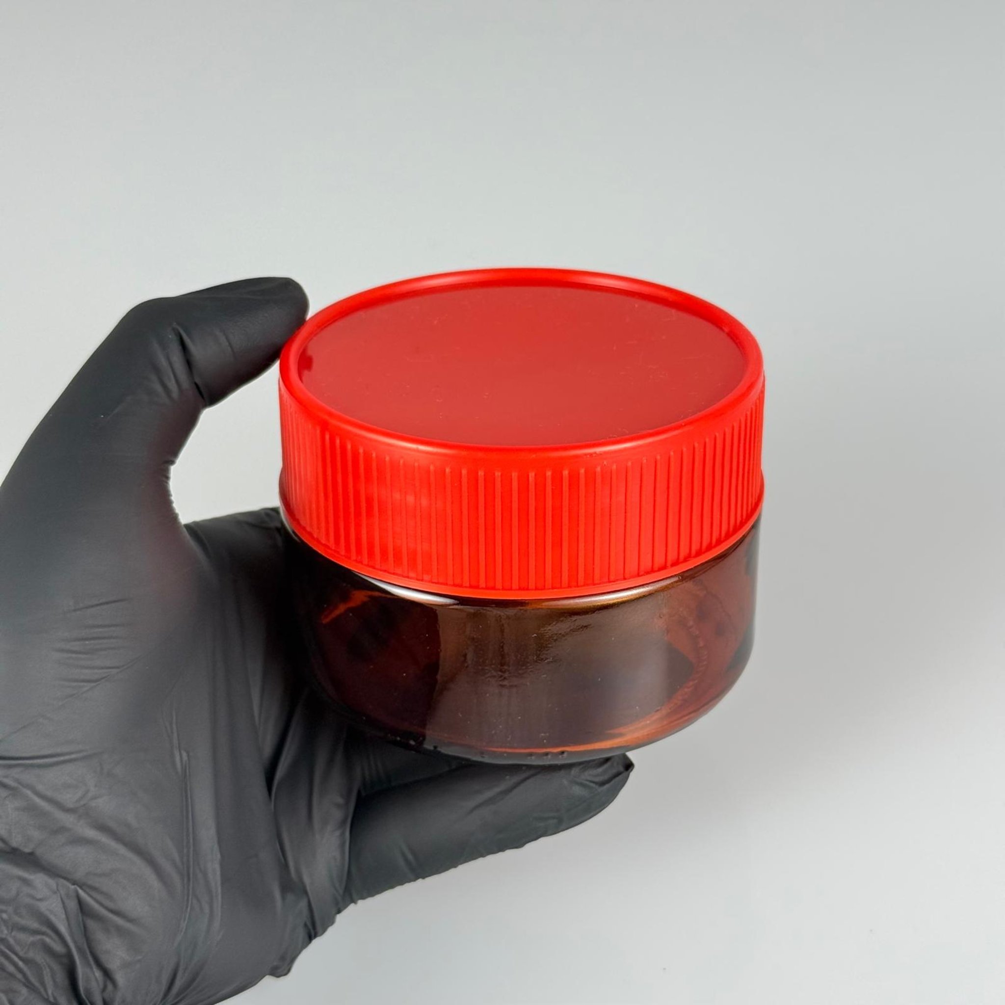 230 CC AMBER CAM KAVANOZ - KIRMIZI PLASTİK KAPAKLI - 230 ML CAM KAVANOZ - MUM KAVANOZU