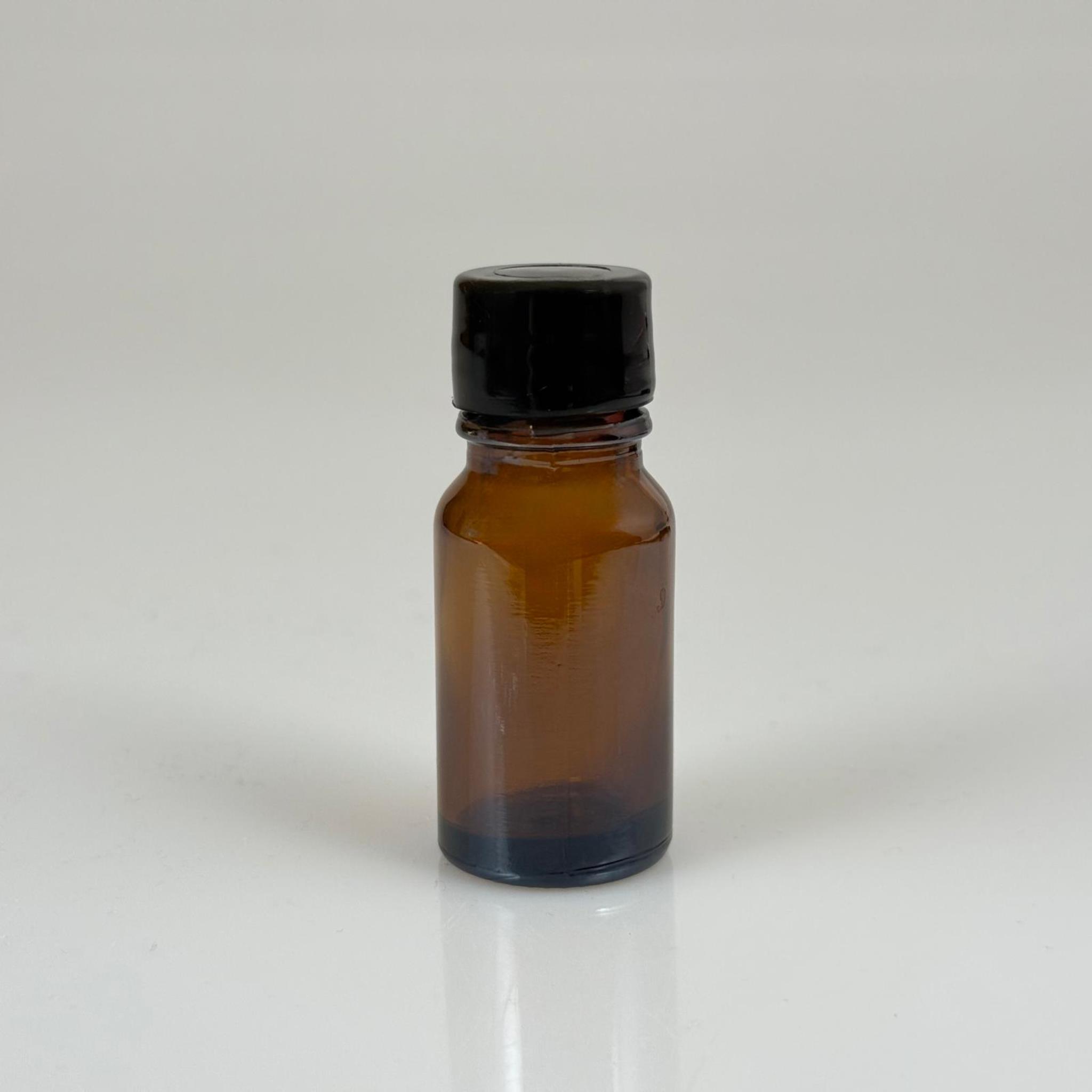 10 ML AMBER CAM ŞİŞE + CONTALI SİYAH KAPAK - 10 CC KAPAKLI CAM ŞİŞE