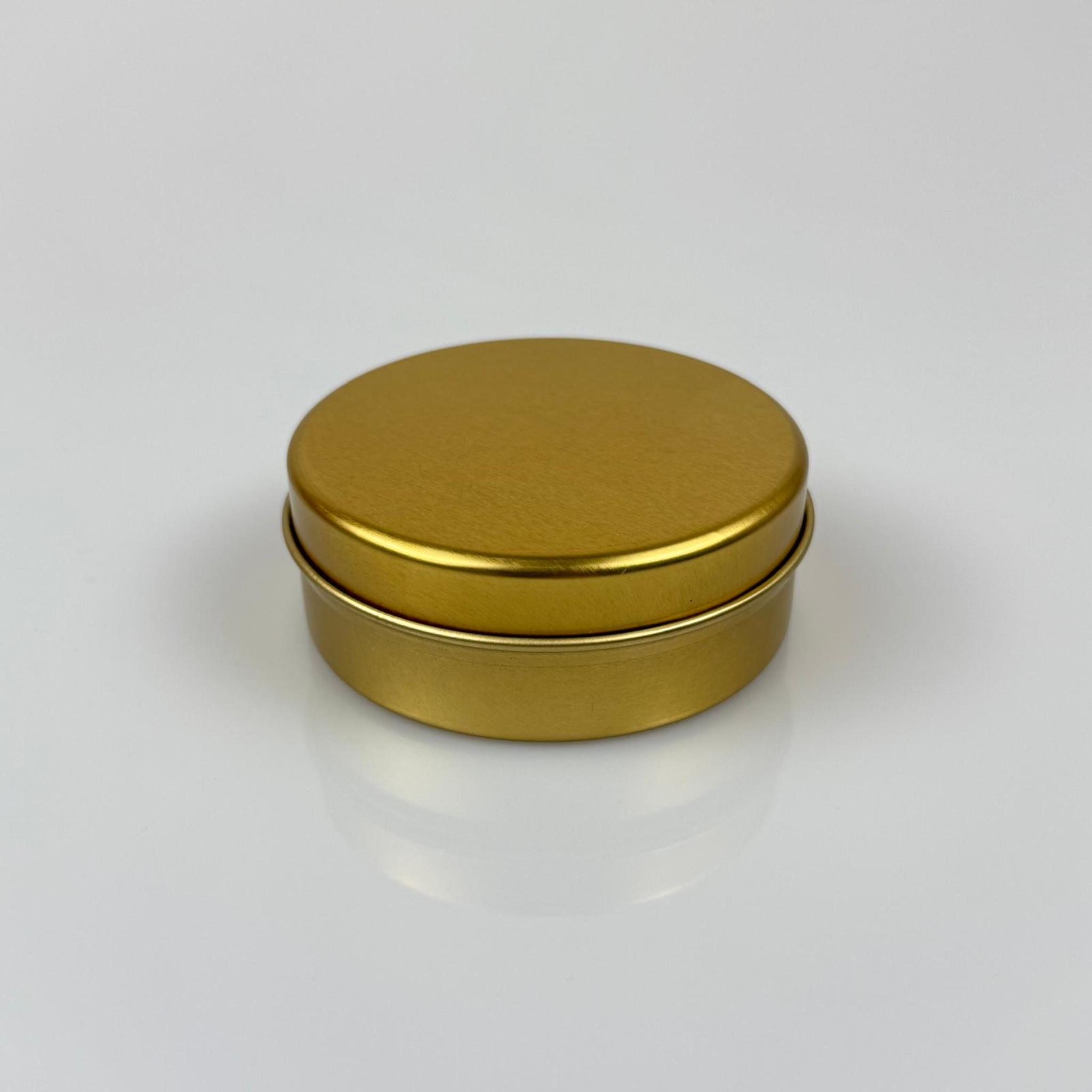 100 CC TENEKE KUTU - GOLD - GOLD KAPAKLI - METAL AMBALAJ - MUM TENEKESİ 77 X 28 MM