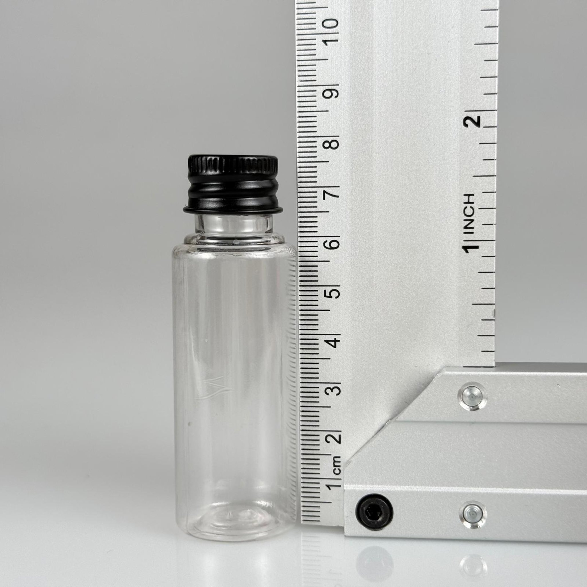 30 CC ŞEFFAF PET SHOT ŞİŞE - KÖPÜK CONTALI SİYAH ALÜMİNYUM METAL KAPAKLI TAKIM - 30 ML PLASTİK ŞİŞE