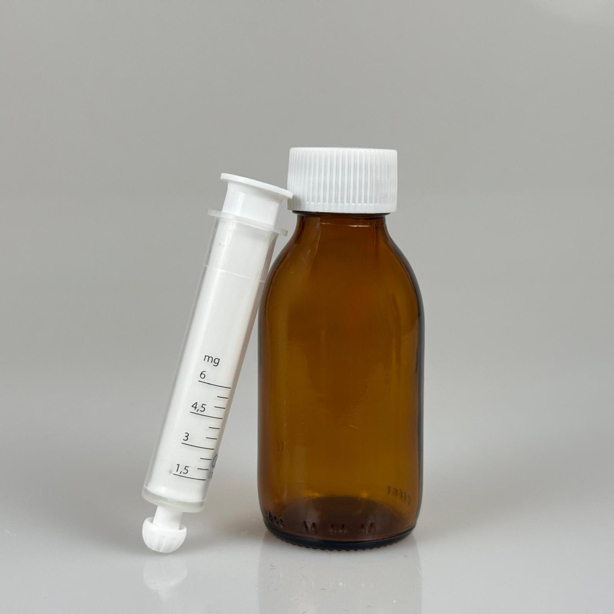 100 ML CAM ECZA ŞİŞESİ + 6 ML DOZAJ PİPETİ + DOZAJ TIPASI + CONTALI PLASTİK KAPAK TAKIM