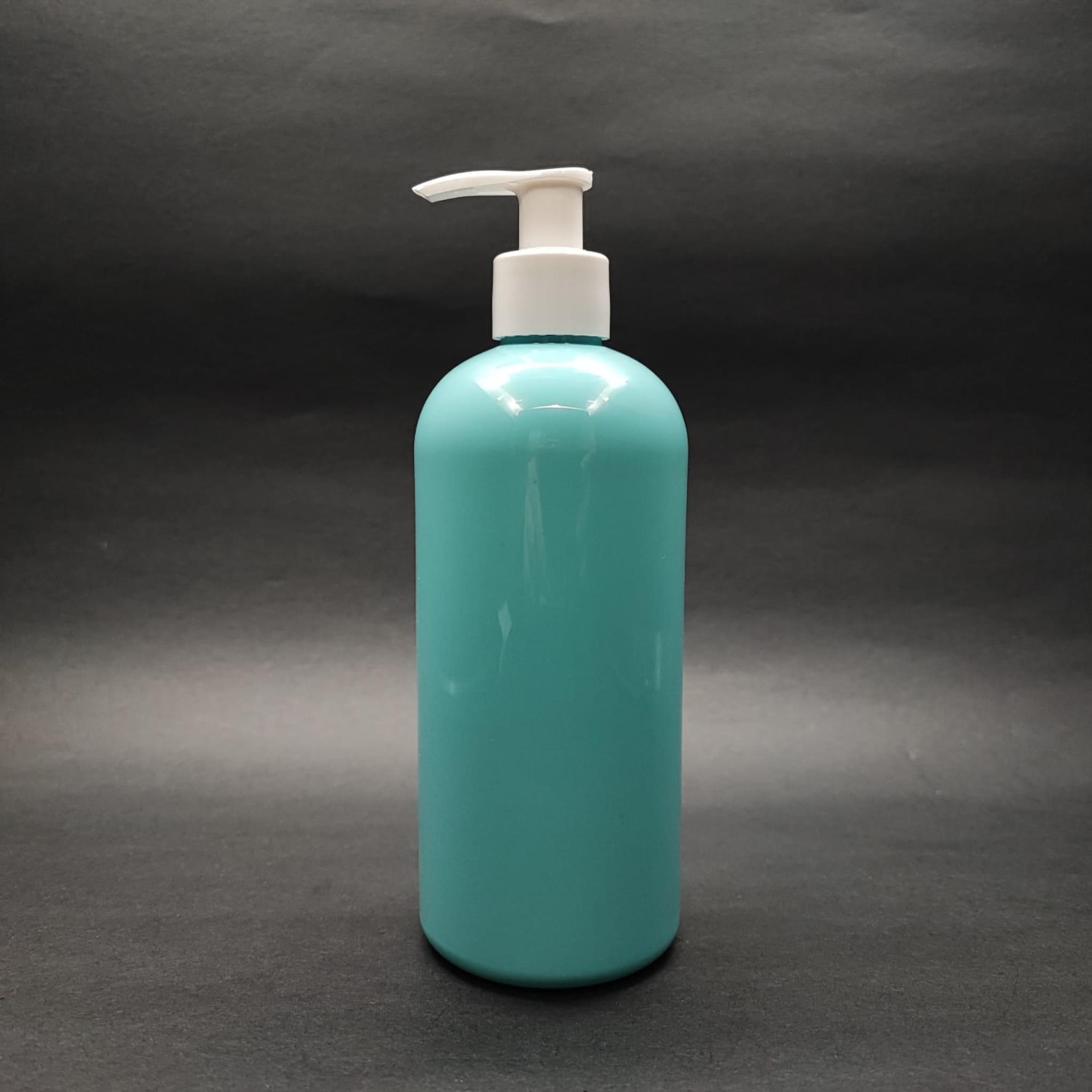 400 CC OVAL BOYUNLU SİLİNDİR PET ŞİŞE (30 GR) - BEYAZ POMPALI - 400 ML PLASTİK ŞİŞE - TURKUAZ