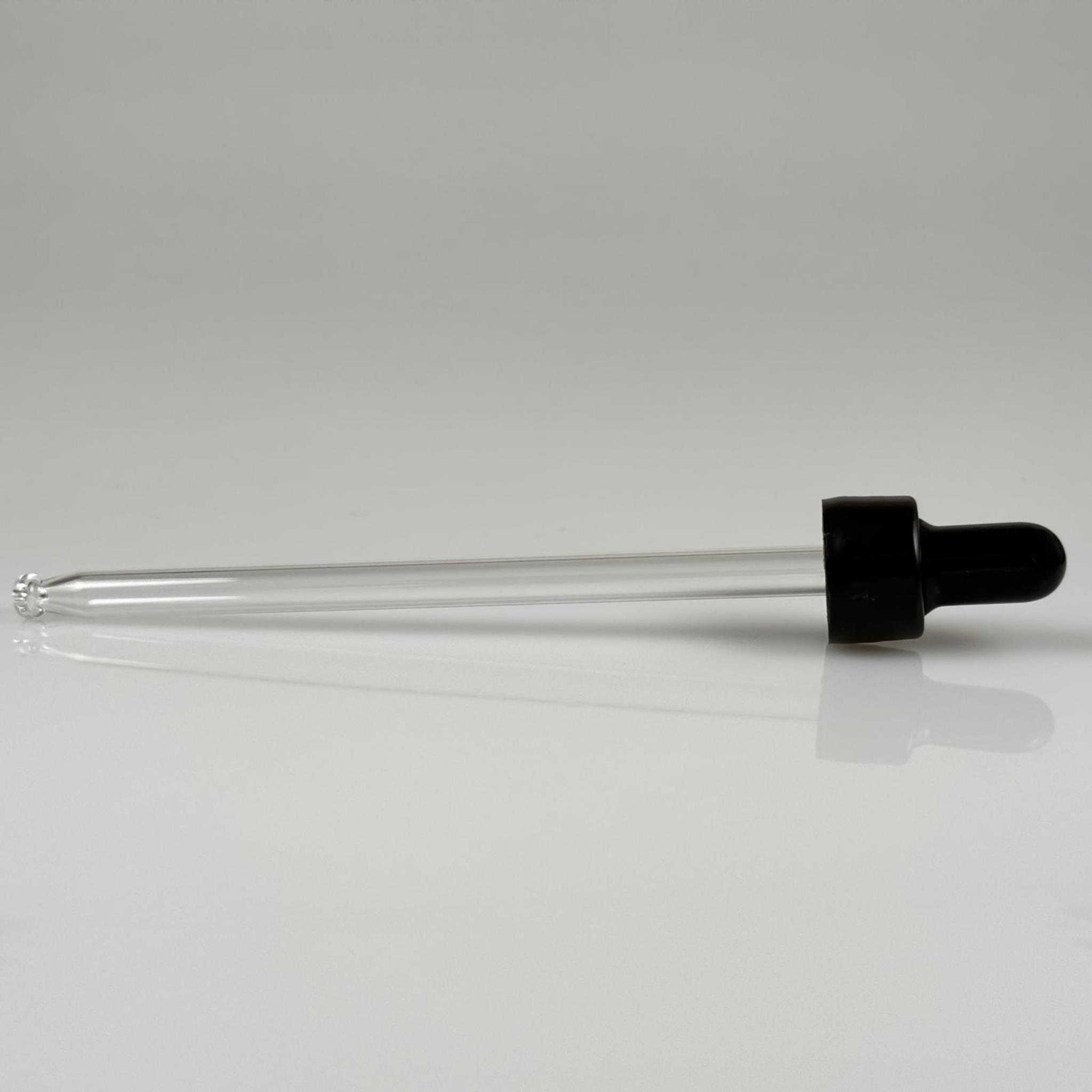 18 MM CAM DAMLALIKLI TAKIM - SİYAH EMZİK +  DELİKLİ PLASTİK DÜZ SİYAH KAPAK + 132 MM CAM PİPET