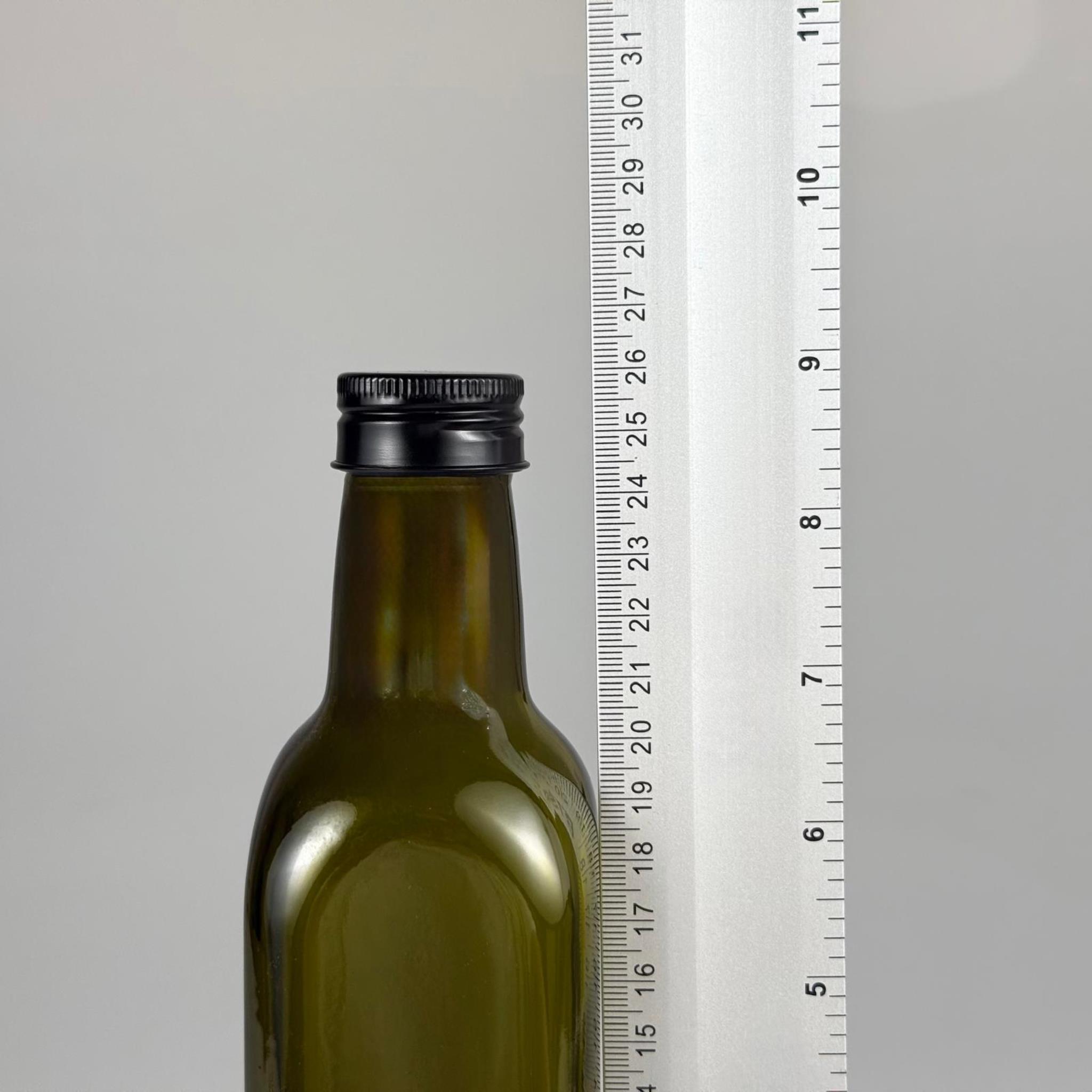 500 CC YEŞİL MARASKA CAM ŞİŞE - SİYAH METAL ALÜMİNYUM KAPAKLI - 500 ML KÖŞELİ YAĞ ŞİŞESİ - SİRKE ŞİŞESİ