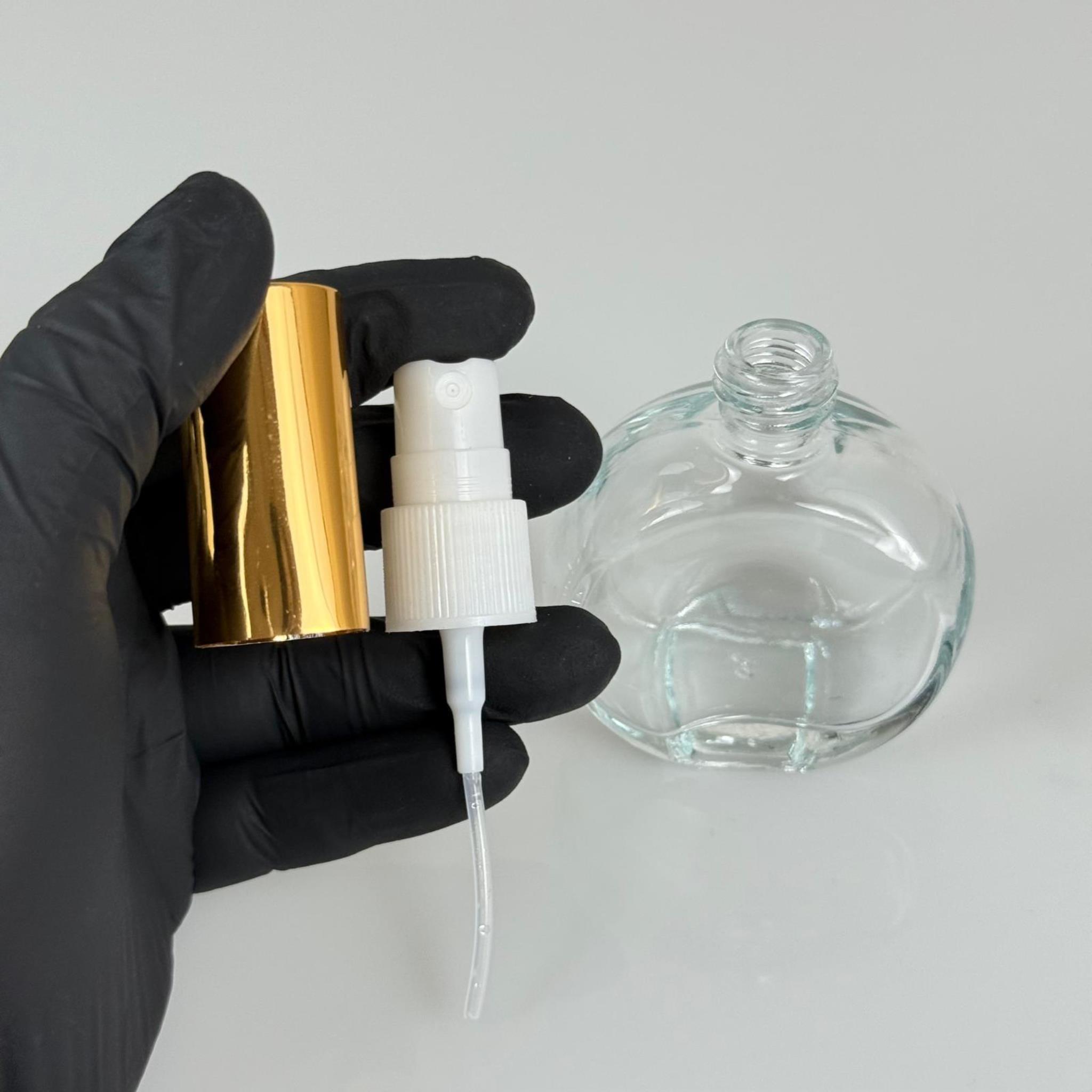 50 CC OVAL YUVARLAK CAM ŞİŞE + GOLD SPREY FISFIS - 50 ML HEDİYELİK CAM KOLONYA ŞİŞESİ - DÜĞÜN, NİŞAN, SÖZ, KINA, CENAZE, PROMOSYON, PARFÜM İÇİN HEDİYELİK KOLONYA ŞİŞELERİ