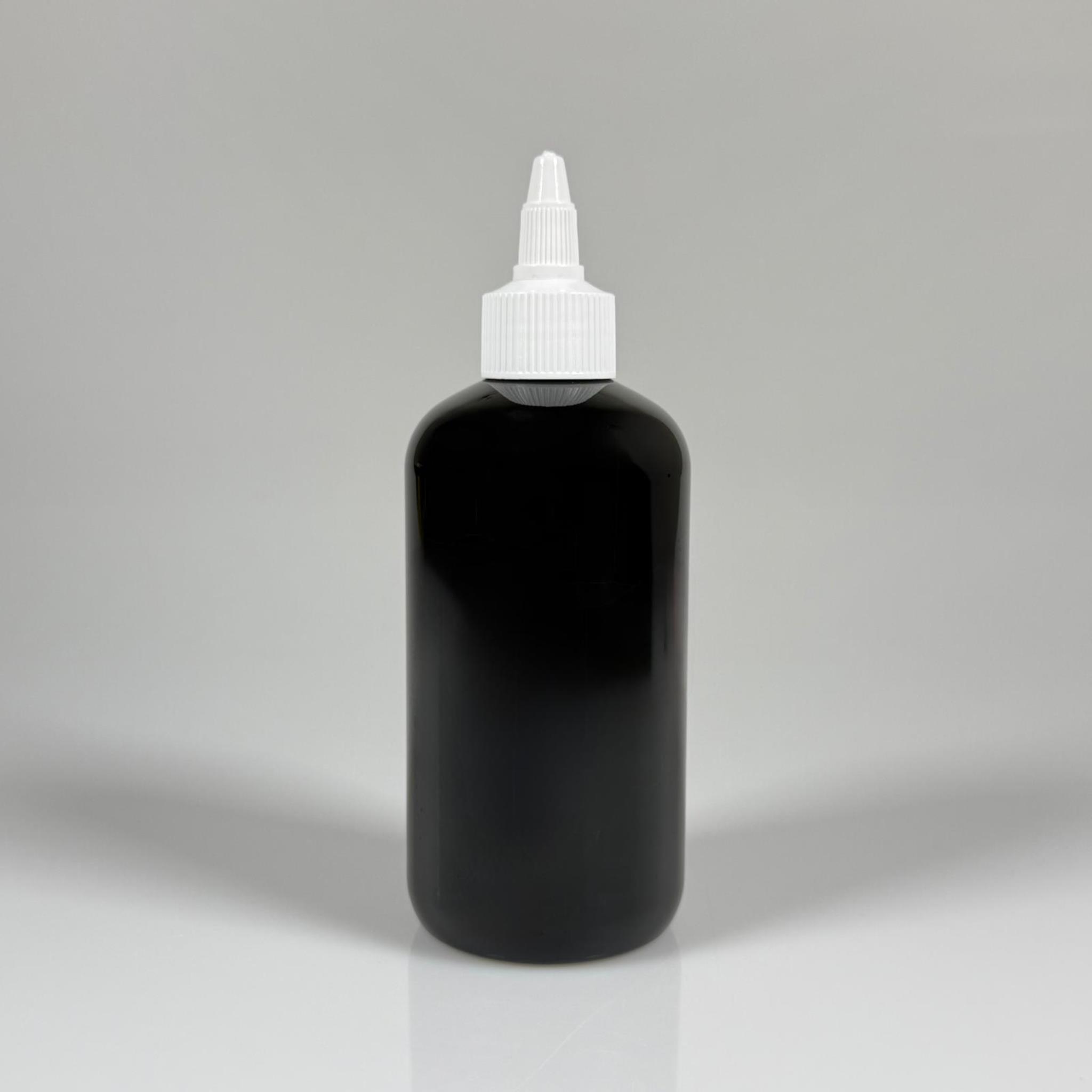 YAĞ, SOS, ACI SOS, SİRKE, SRIRACHA, MÜREKKEP, TUTKAL AKITICI VB BOŞ ŞİŞELERİ - BEYAZ SİVRİ TWİST AKITICI KAPAK + 250 ML SİYAH ZEYNEP PET PLASTİK ŞİŞE TAKIM