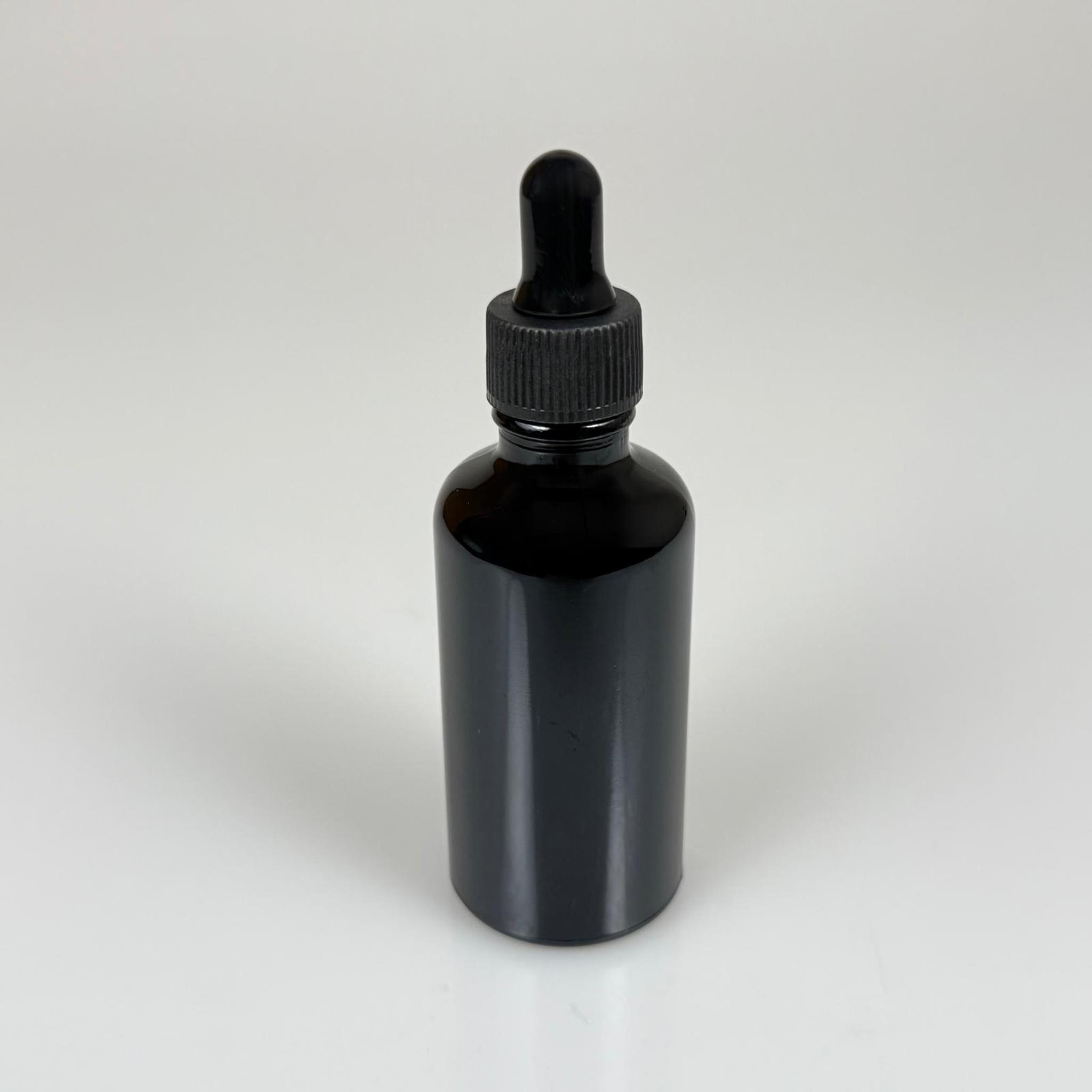 50 CC SİYAH CAM DAMLALIKLI ŞİŞE - SİYAH EMZİK - SİYAH PLASTİK KAPAK - 50 ML SİYAH CAM DAMLALIKLI ŞİŞE
