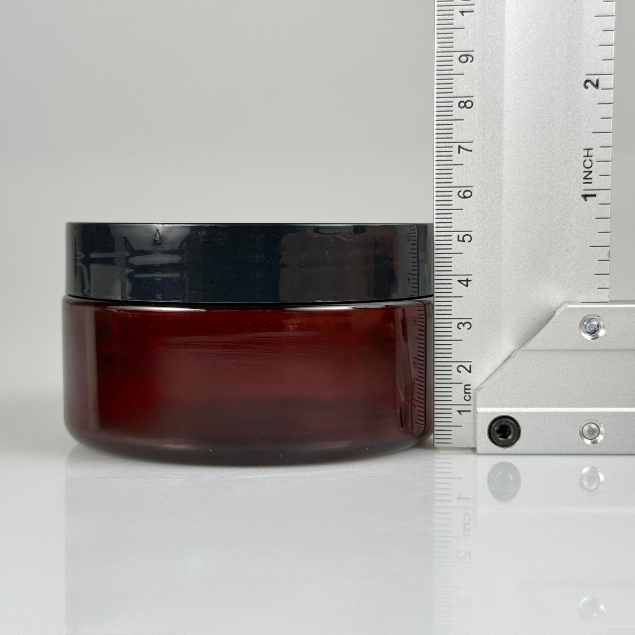 200 CC SERT PLASTİK AMBER KAVANOZ + SİYAH KAPAKLI + İÇ TIPALI TAKIM  - 200 ML KAHVERENGİ KAVANOZ
