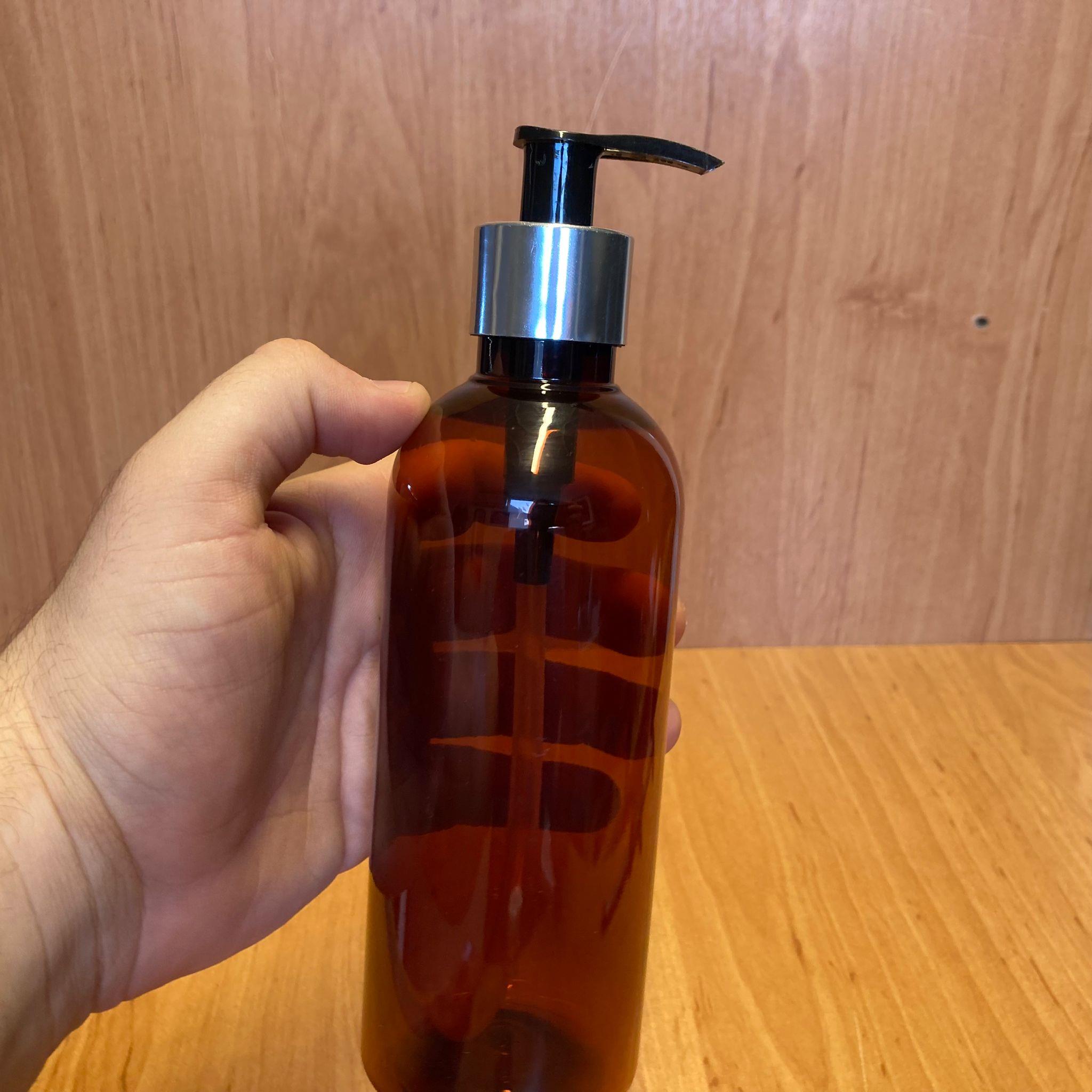 400 CC AMBER PLASTİK ŞİŞE - GÜMÜŞ POMPALI - 400 ML KAHVERENGİ BOŞ PLASTİK ŞİŞE