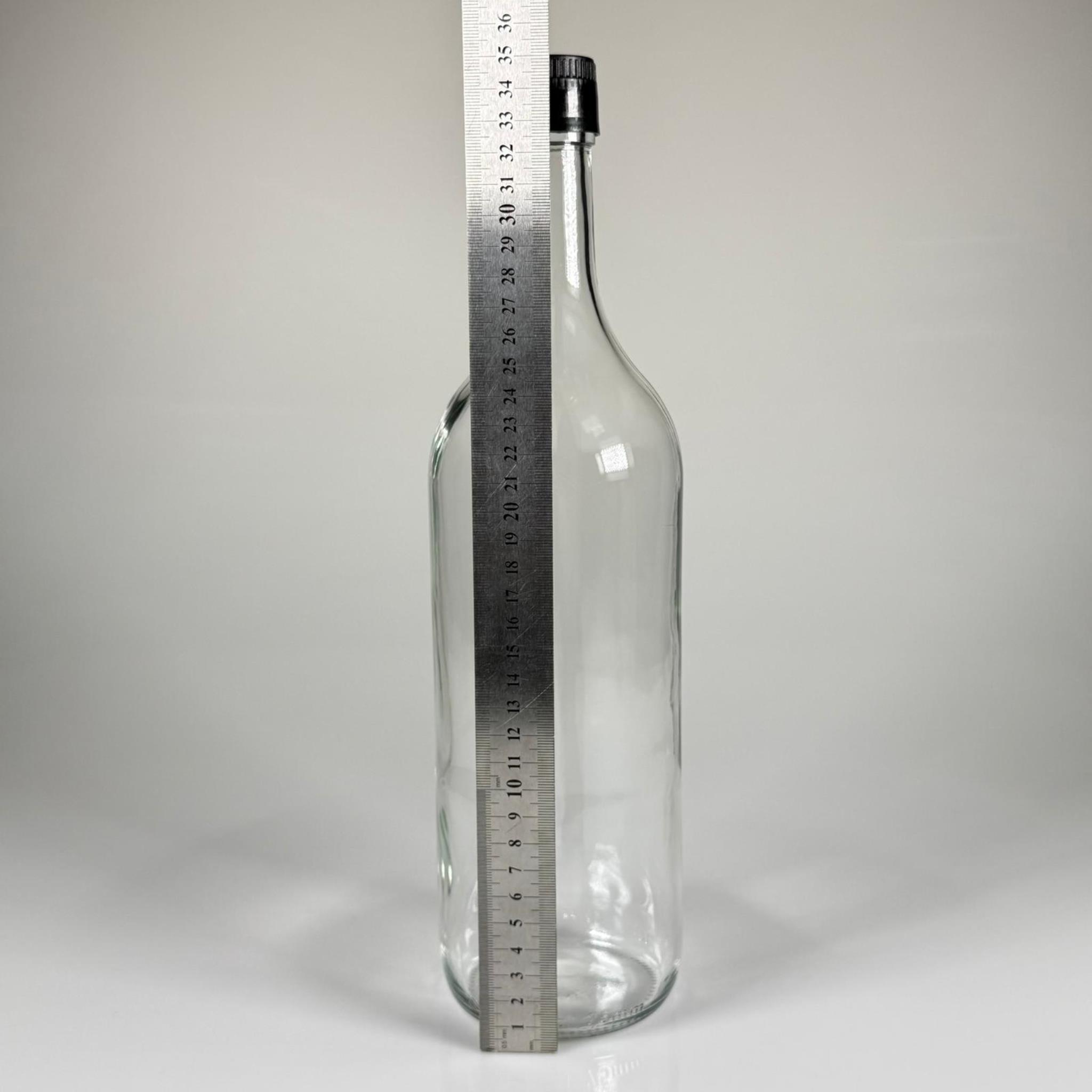 1500 CC CAM ŞİŞE ŞEFFAF - SİYAH AKITICILI DROP STOP KAPAKLI - 1500 ML CAM ŞİŞE - 1,5 LT CAM ŞİŞE