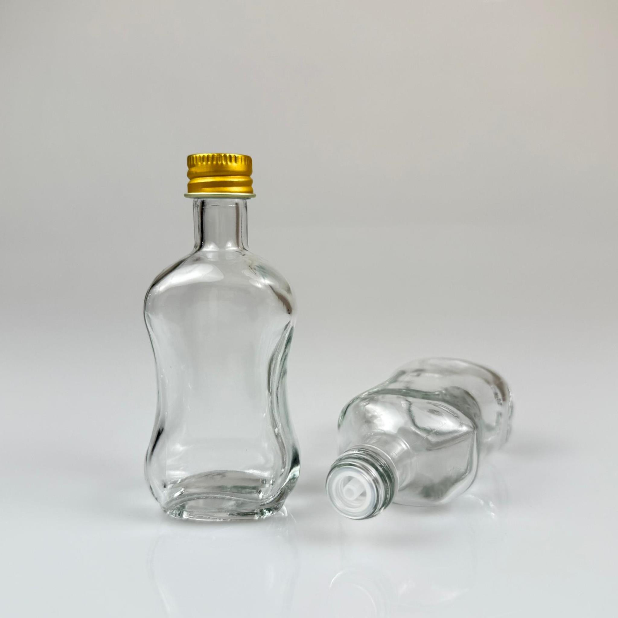 50 CC BOĞAZLI İNCE BELLİ CAM ŞİŞE - GOLD METAL KAPAKLI KOLONYA TIPALI - 50 ML PRESTİJLİ ŞİŞE