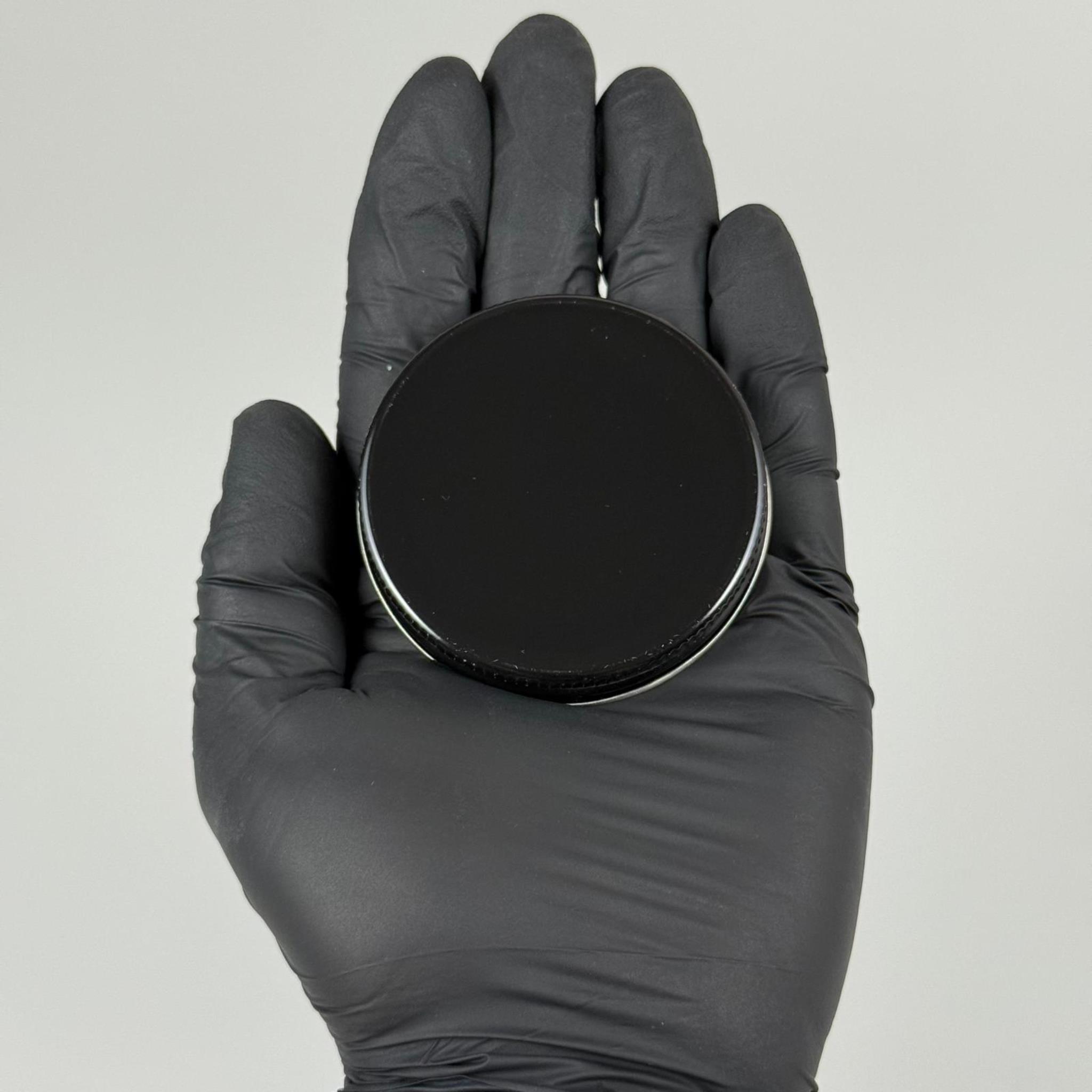 57 MM VİDALI PARLAK SİYAH METAL KAPAK (ŞİŞECAM 50 CC CAM KREM KAVANOZU KAPAĞI)