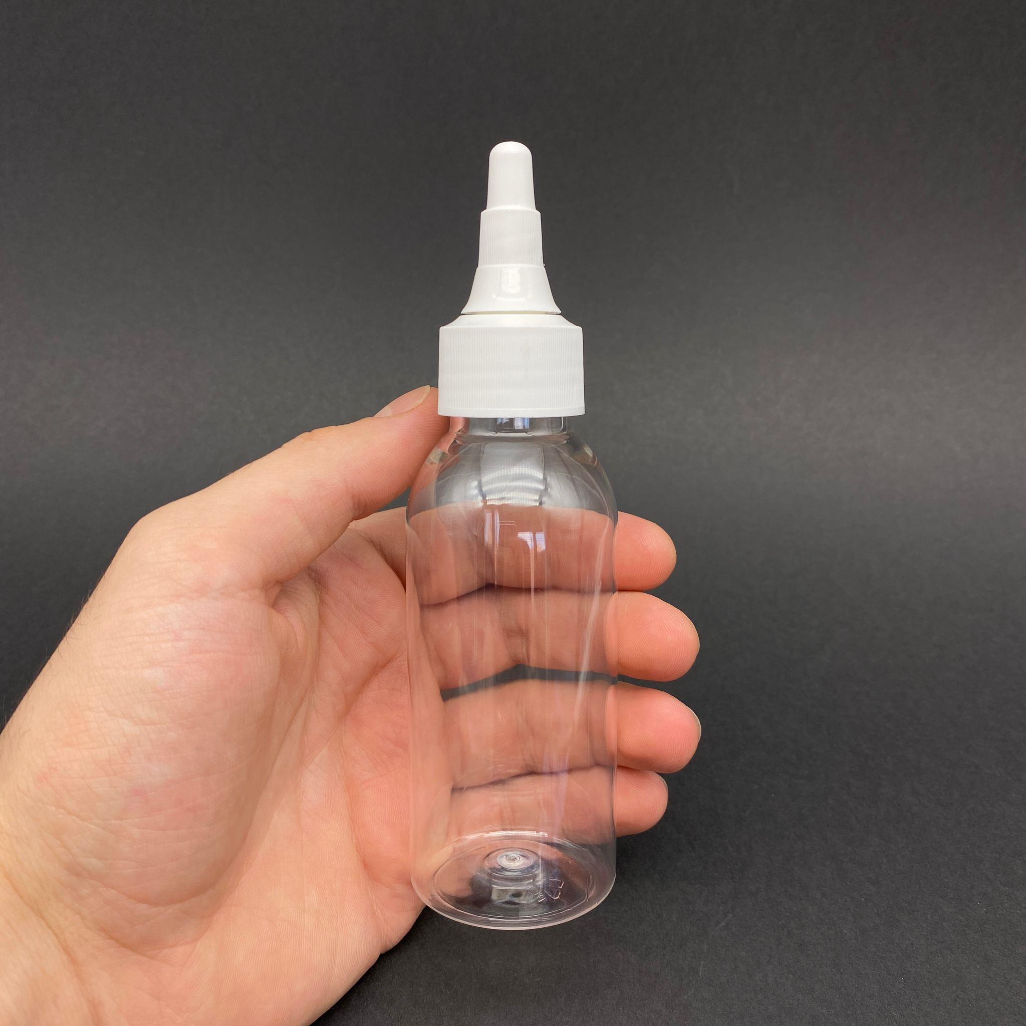 100 CC SERT PET ŞİŞE - BEYAZ ASANSÖR KAPAKLI  - 100 ML PLASTİK AKITICILI ŞİŞE