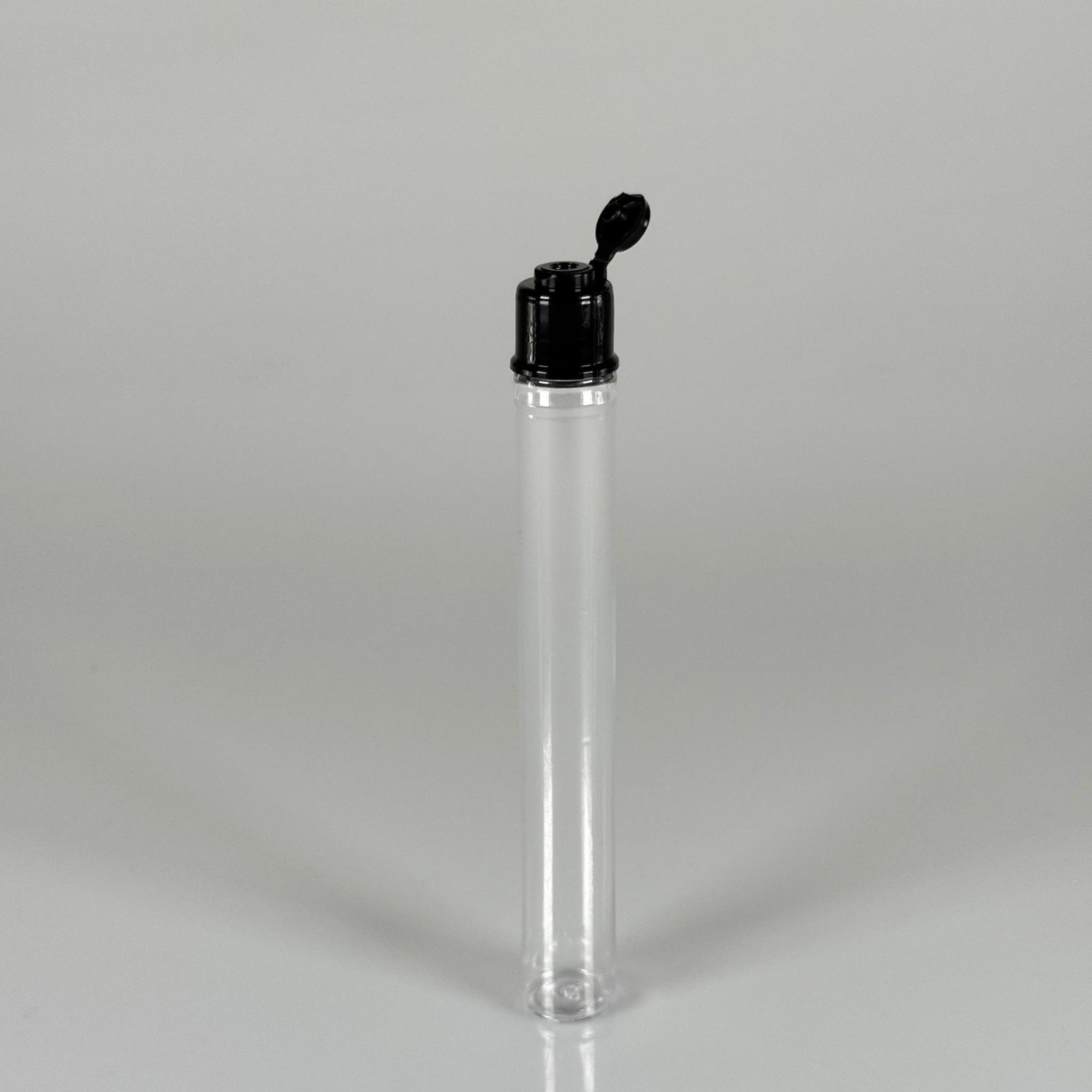 16 CM TÜP - 45 CC UZUN İNCE PET ŞİŞE - SİYAH AKITICI FLİPTOP KAPAKLI TAKIM - UZUN PLASTİK DAMLATMA ŞİŞESİ