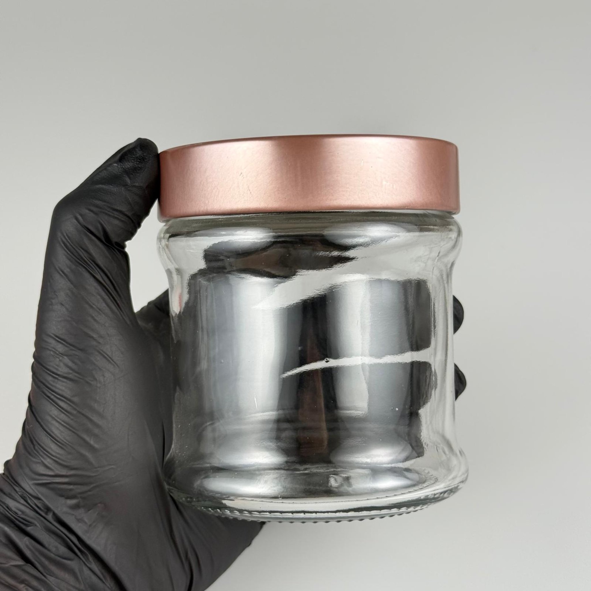 380 CC MAKARA CAM KAVANOZ -  DERİN BRONZ LÜKS METAL KAPAKLI - 380 ML CAM KAVANOZ - DERİN ETEK KAPAKLI