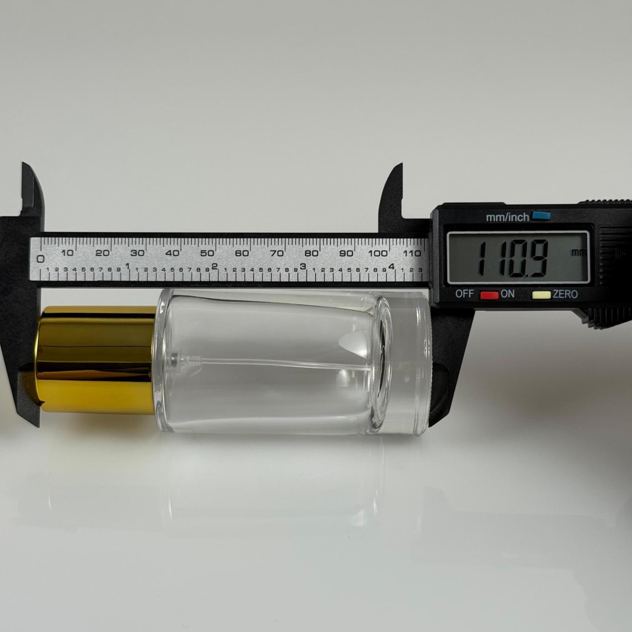 50 ML SİLİNDİR MODEL MARS PARFÜM ŞİŞESİ - GOLD METAL SPREYLİ + GOLD GENİŞ KAPAKLI (AĞIZ 15 MM GEÇME KOLAY KAPAMA)