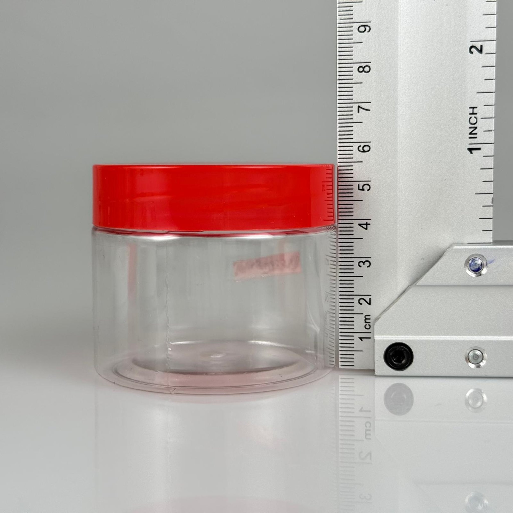 100 CC PET KAVANOZ + KIRMIZI PLASTİK KAPAKLI + KENDİNDEN YAPIŞKANLI KÖPÜK CONTALI TAKIM - 100 ML PLASTİK KAVANOZ