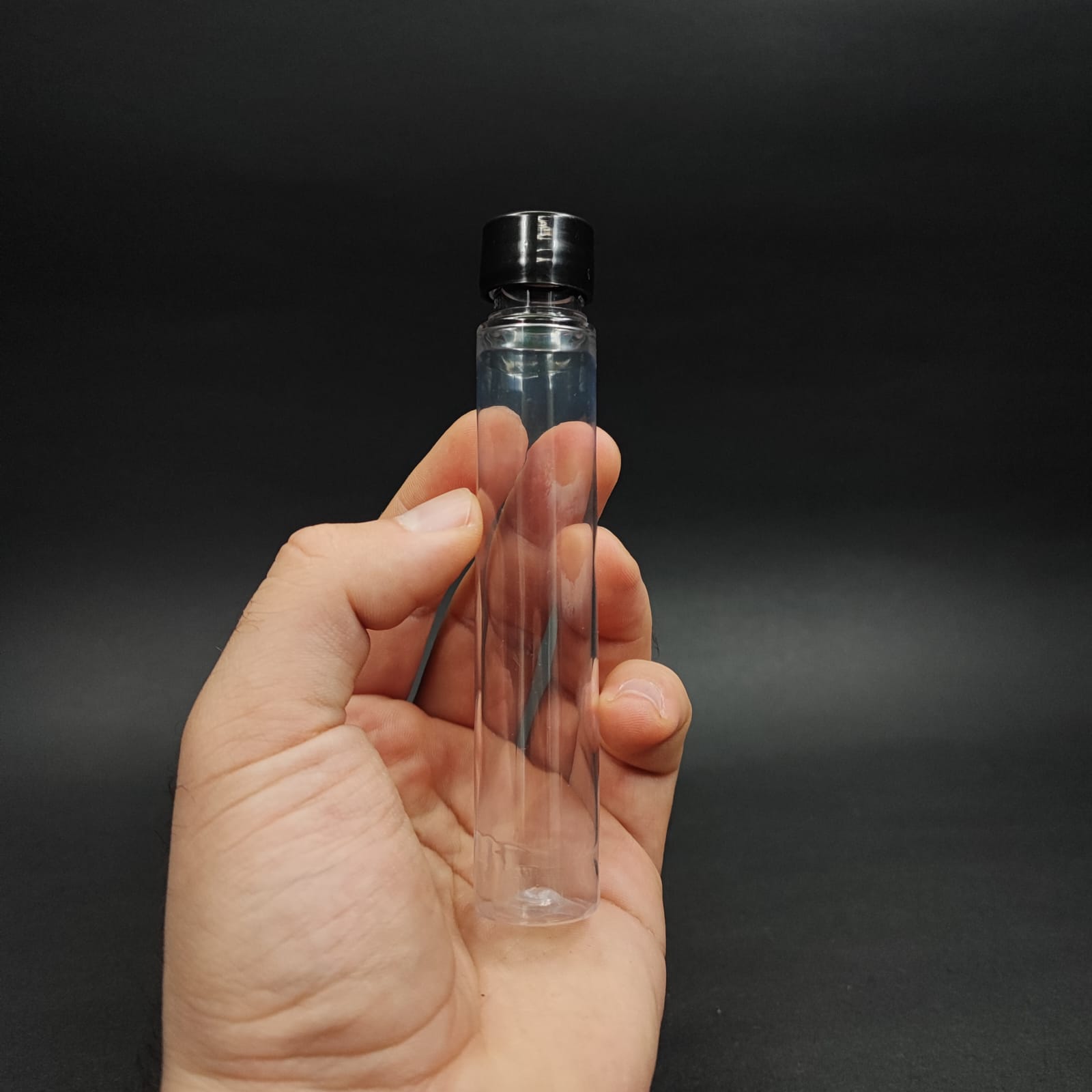 30 CC ŞEFFAF PLASTİK UZUN ŞİŞE + KENDİNDEN CONTALI SIZDIRMAZ SİYAH KAPAK - 30 ML KAPAKLI PET ŞİŞE