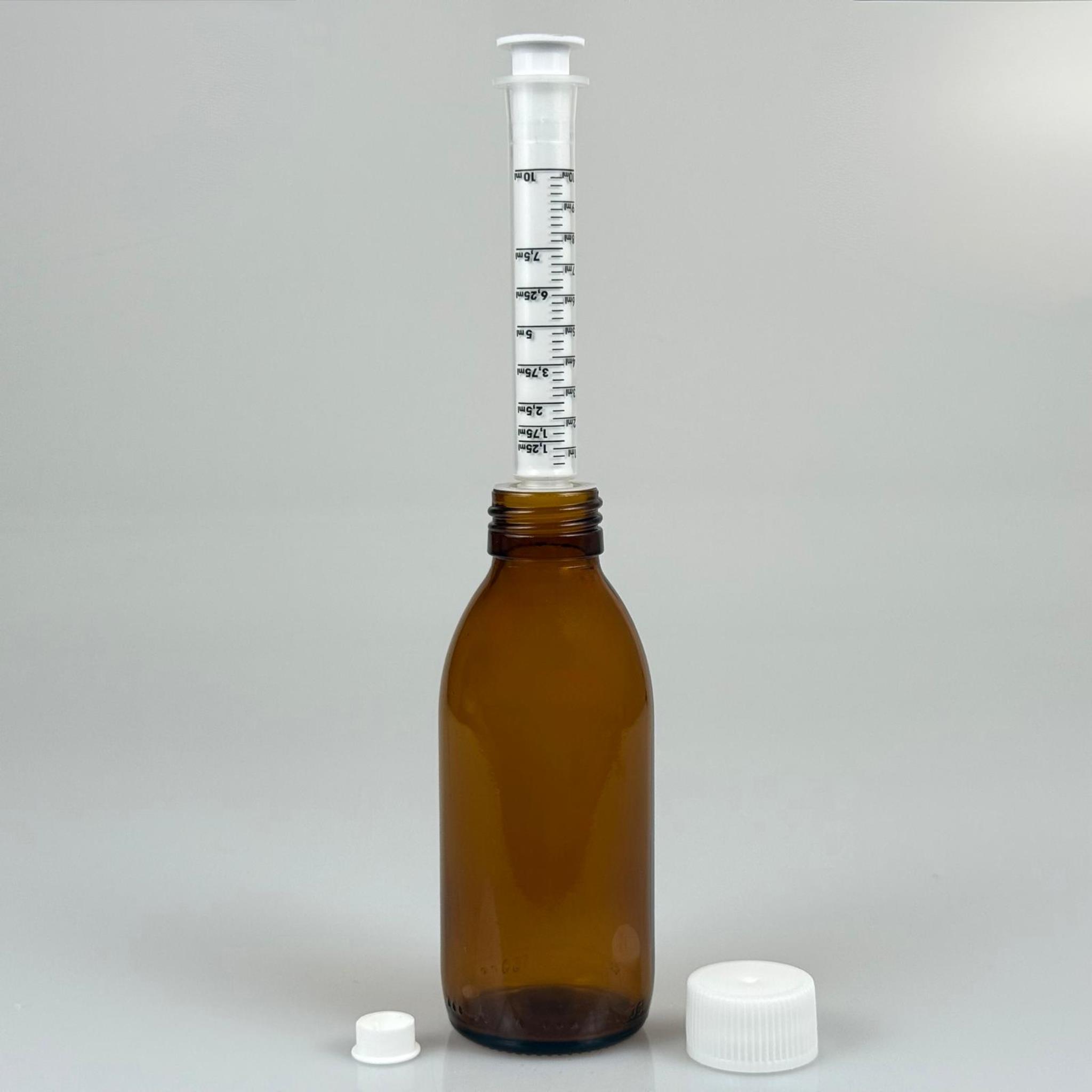 160 ML CAM ECZA ŞİŞESİ + 10 ML DOZAJ PİPETİ + DOZAJ TIPASI + CONTALI PLASTİK KAPAK TAKIM