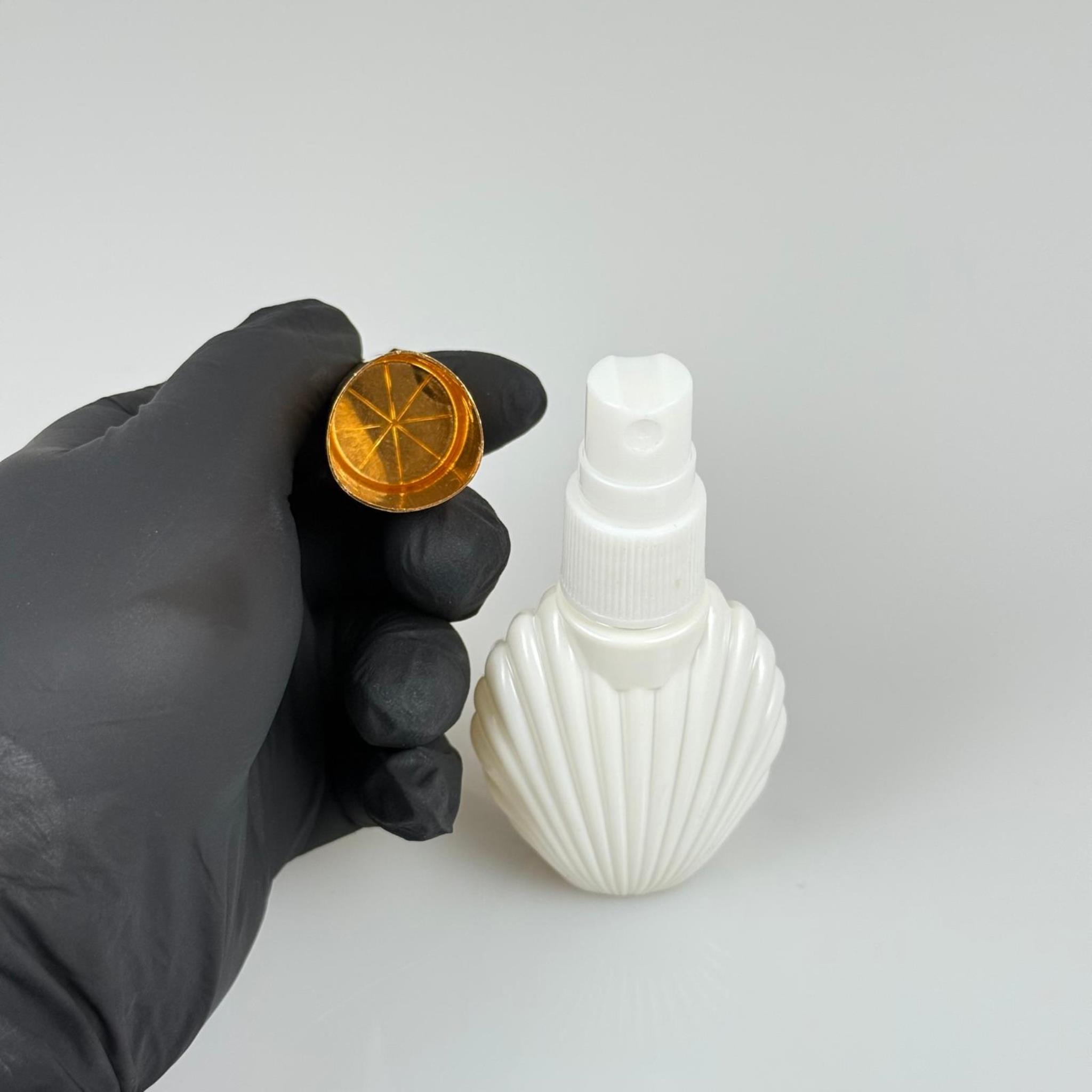 40 ML PET KOLONYA, PARFÜM VB ŞİŞELERİ - METAL ALÜMİNYUM GOLD KAPAK + VİDALI SPREY + 40 CC İSTİRİDYE BEYAZ ŞİŞE SET TAKIM