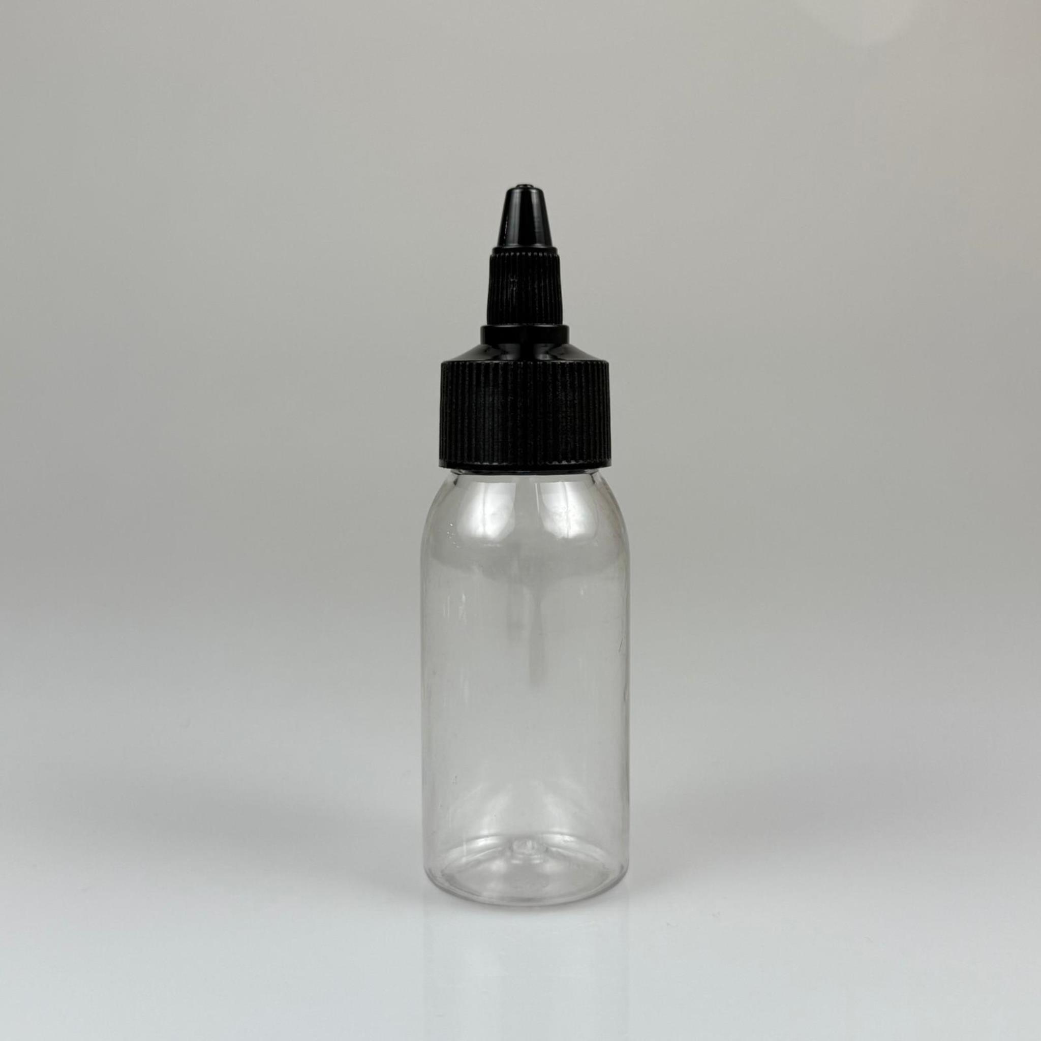 YAĞ, SOS, ACI SOS, SİRKE, SRIRACHA, MÜREKKEP, TUTKAL AKITICI VB BOŞ ŞİŞELERİ - SİYAH SİVRİ TWİST AKITICI KAPAK + 50 ML SERT PET PLASTİK ŞİŞE TAKIM