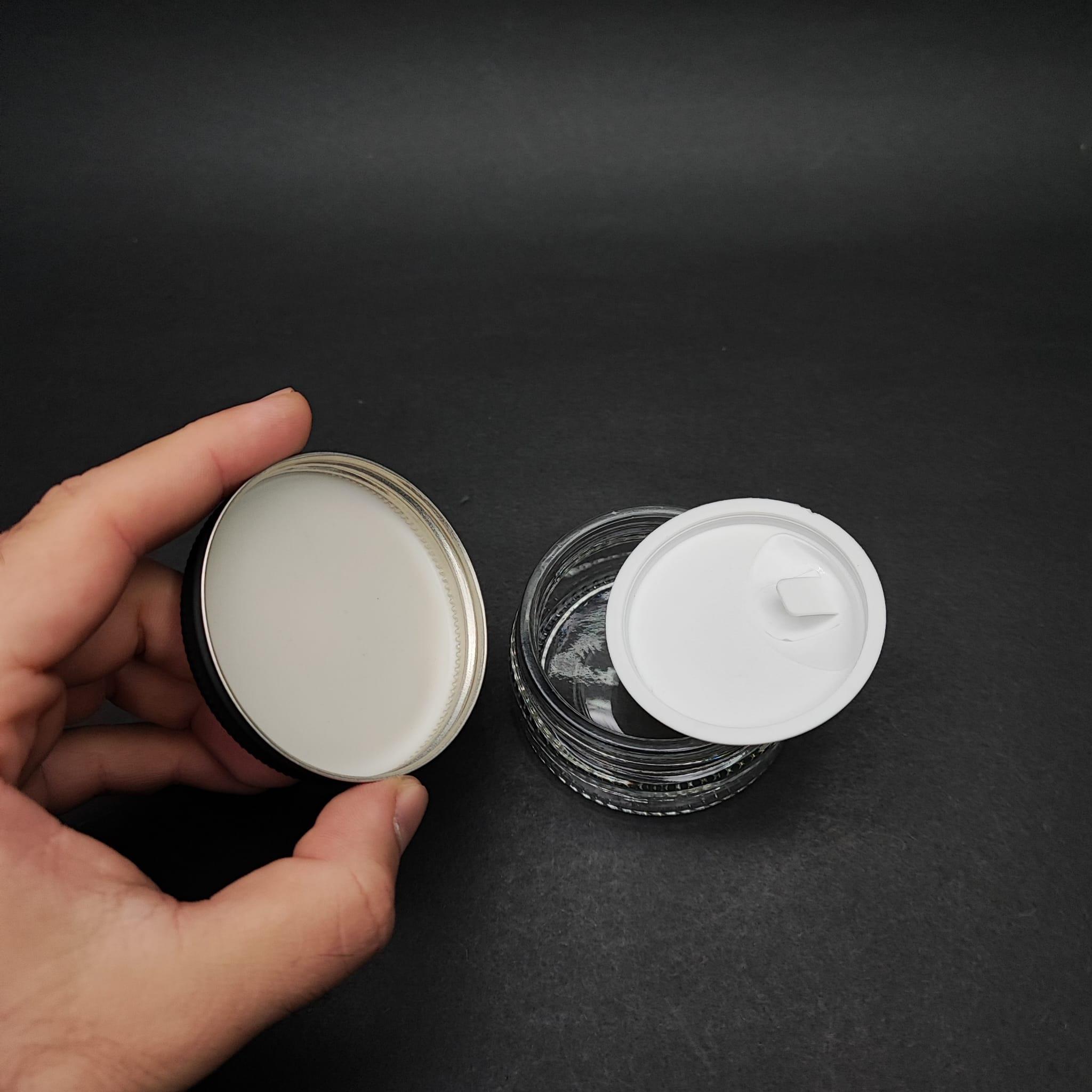 50 ML CAM KREM KAVANOZU + İÇ TIPA + MAT SİYAH METAL KAPAK - 50 CC PAŞABAHÇE KREM KAVANOZLARI