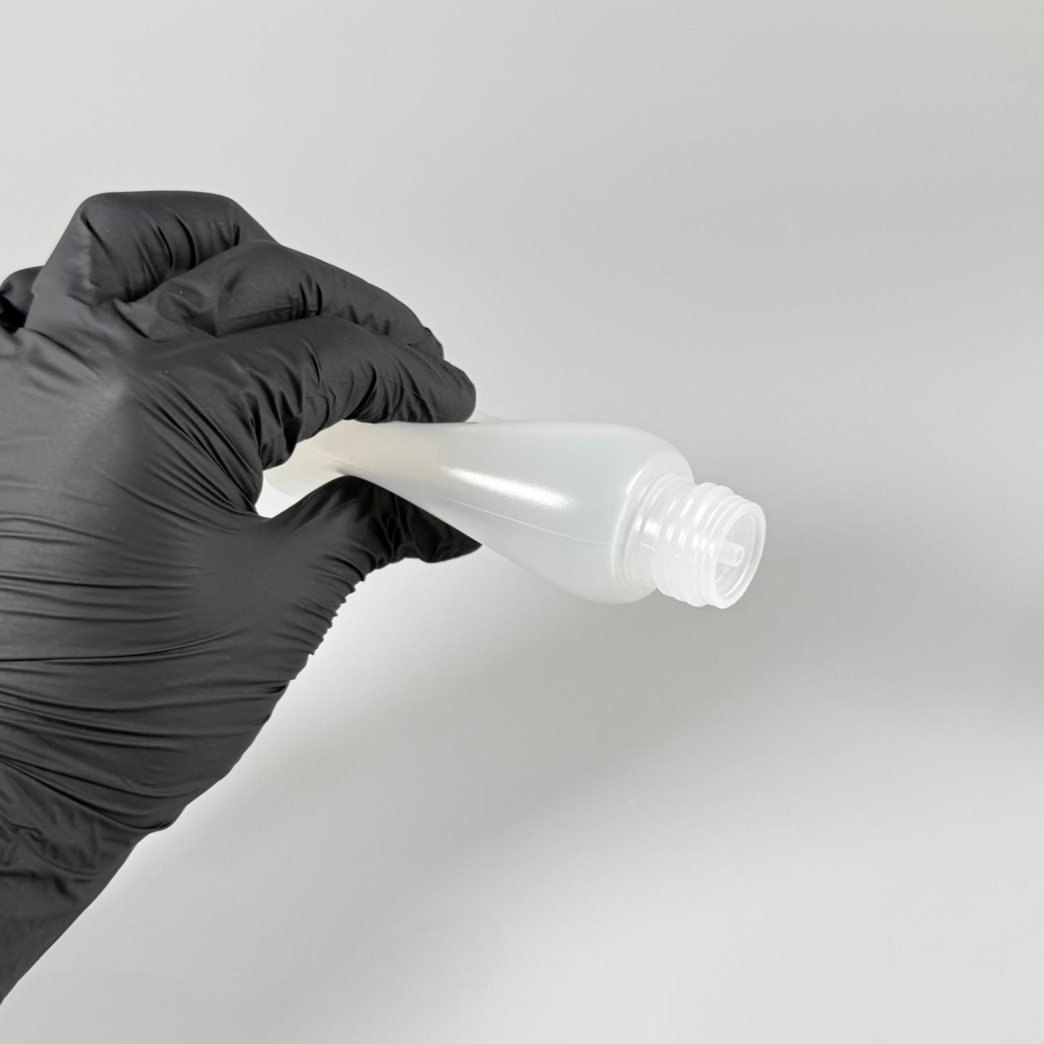 100 ML SIKILABİLİR YUMUŞAK PE PLASTİK ŞİŞE - CONTALI SİYAH KAPAKLI ASETON KOLONYA TIPALI - 100 cc sos, yağ, kartuş, mürekkep vb için boş şişeler