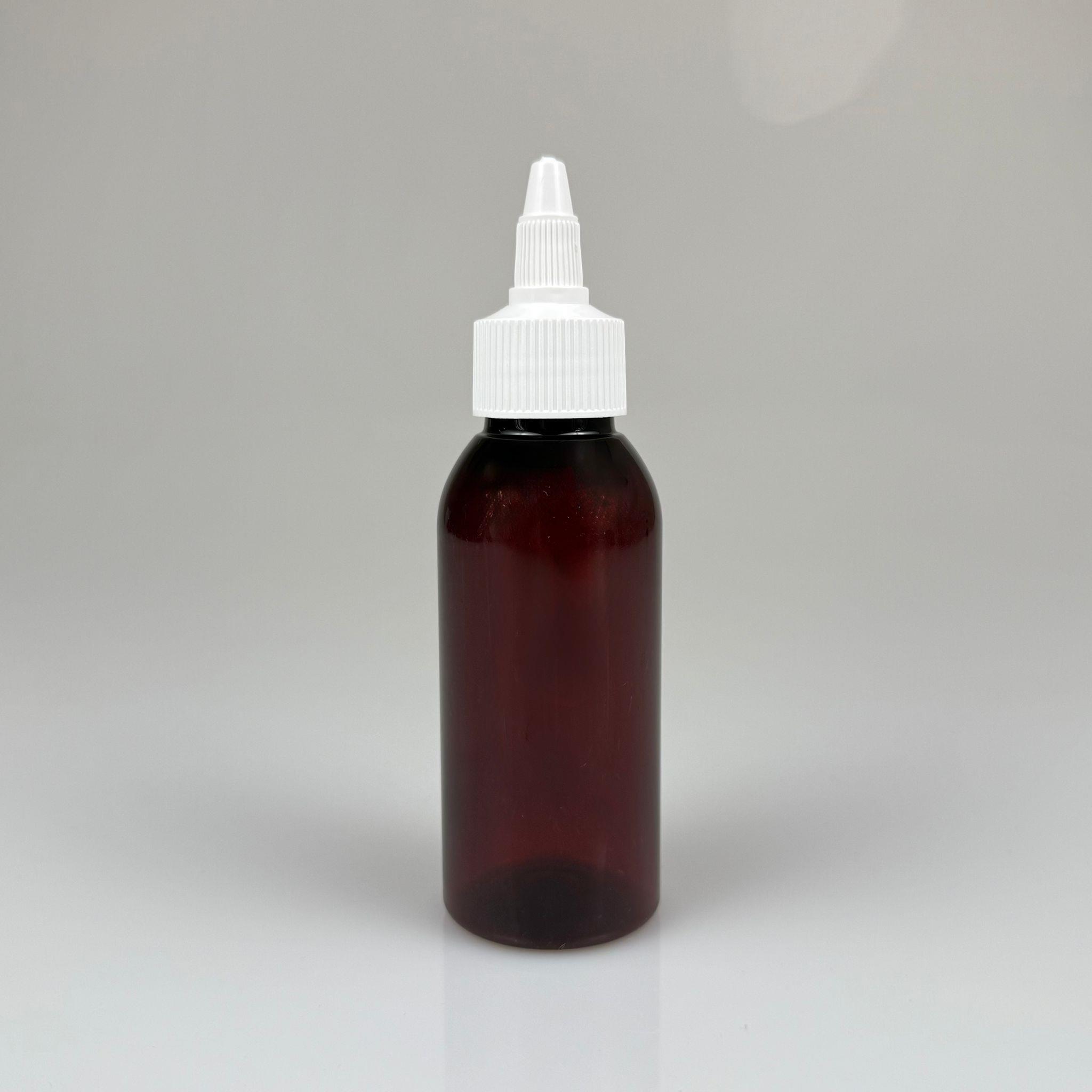 YAĞ, SOS, ACI SOS, SİRKE, SRIRACHA, MÜREKKEP, TUTKAL AKITICI VB BOŞ ŞİŞELERİ - BEYAZ SİVRİ TWİST AKITICI KAPAK + 100 ML AMBER SERT PET PLASTİK ŞİŞE TAKIM