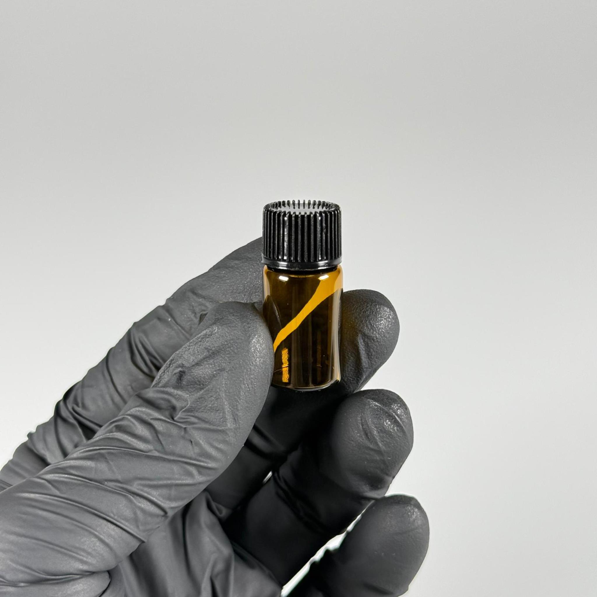 3 CC AMBER İNCE CAM ŞİŞE - SİYAH KAPAKLI + İÇTEN DAMLALIKLI - 3 ML CAM ŞİŞE