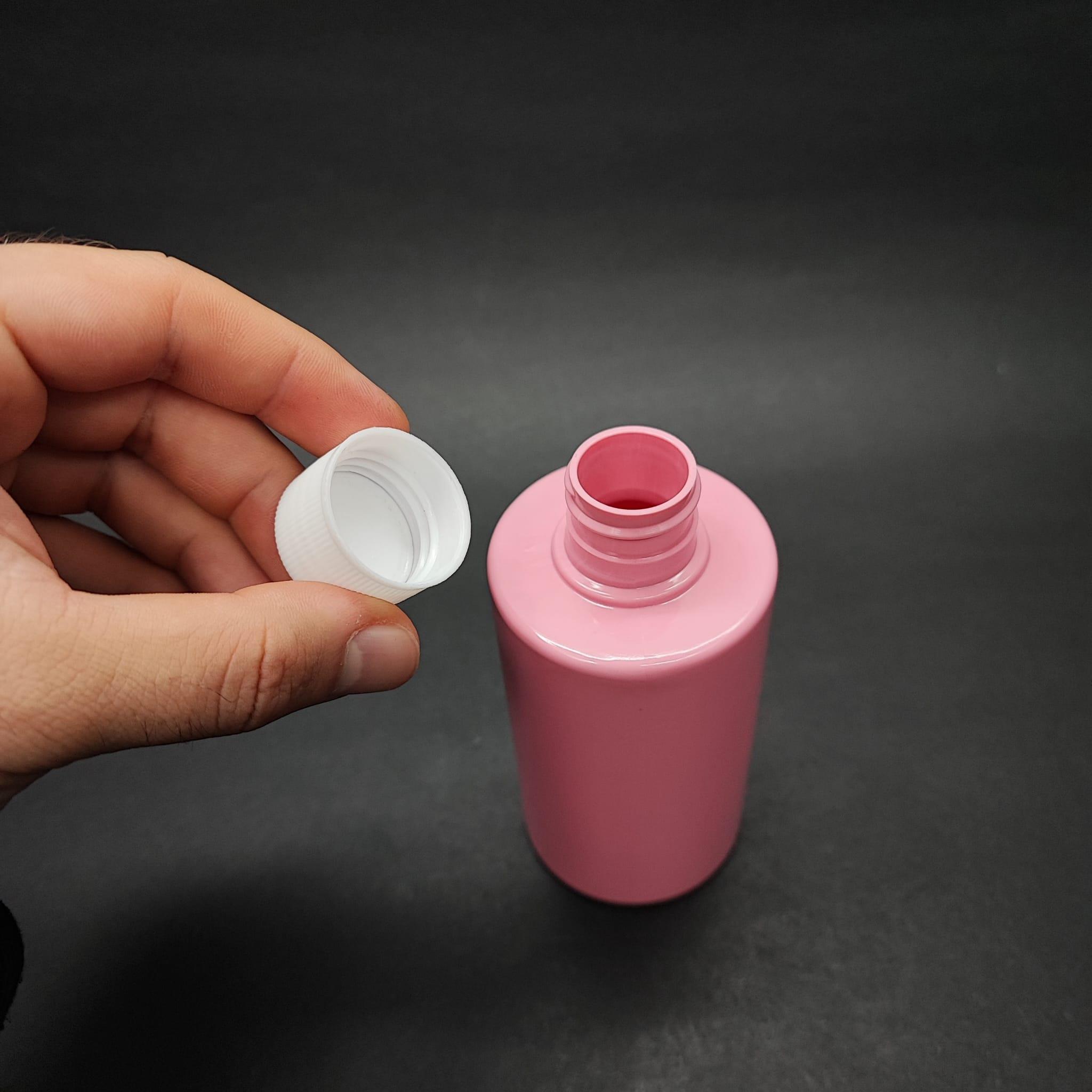 200 CC KÜT BOYUNLU SİLİNDİR PET ŞİŞE (24 GR) - CONTALI BEYAZ KAPAKLI - 200 ML PLASTİK ŞİŞE - PEMBE