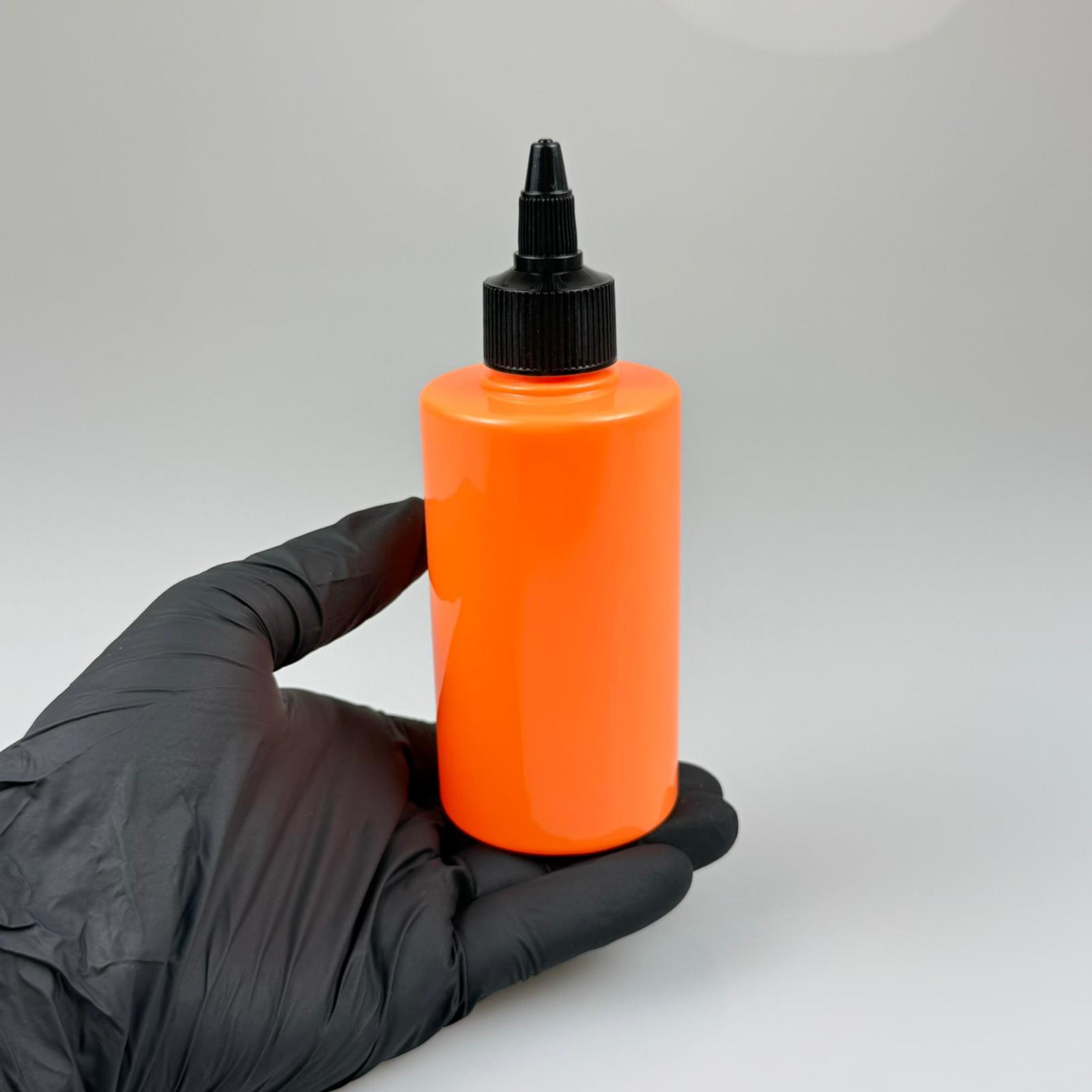 YAĞ, SOS, ACI SOS, SİRKE, SRIRACHA, MÜREKKEP, TUTKAL AKITICI VB BOŞ ŞİŞELERİ - SİYAH SİVRİ TWİST AKITICI KAPAK + 200 ML KÜT TURUNCU SERT PET PLASTİK ŞİŞE TAKIM