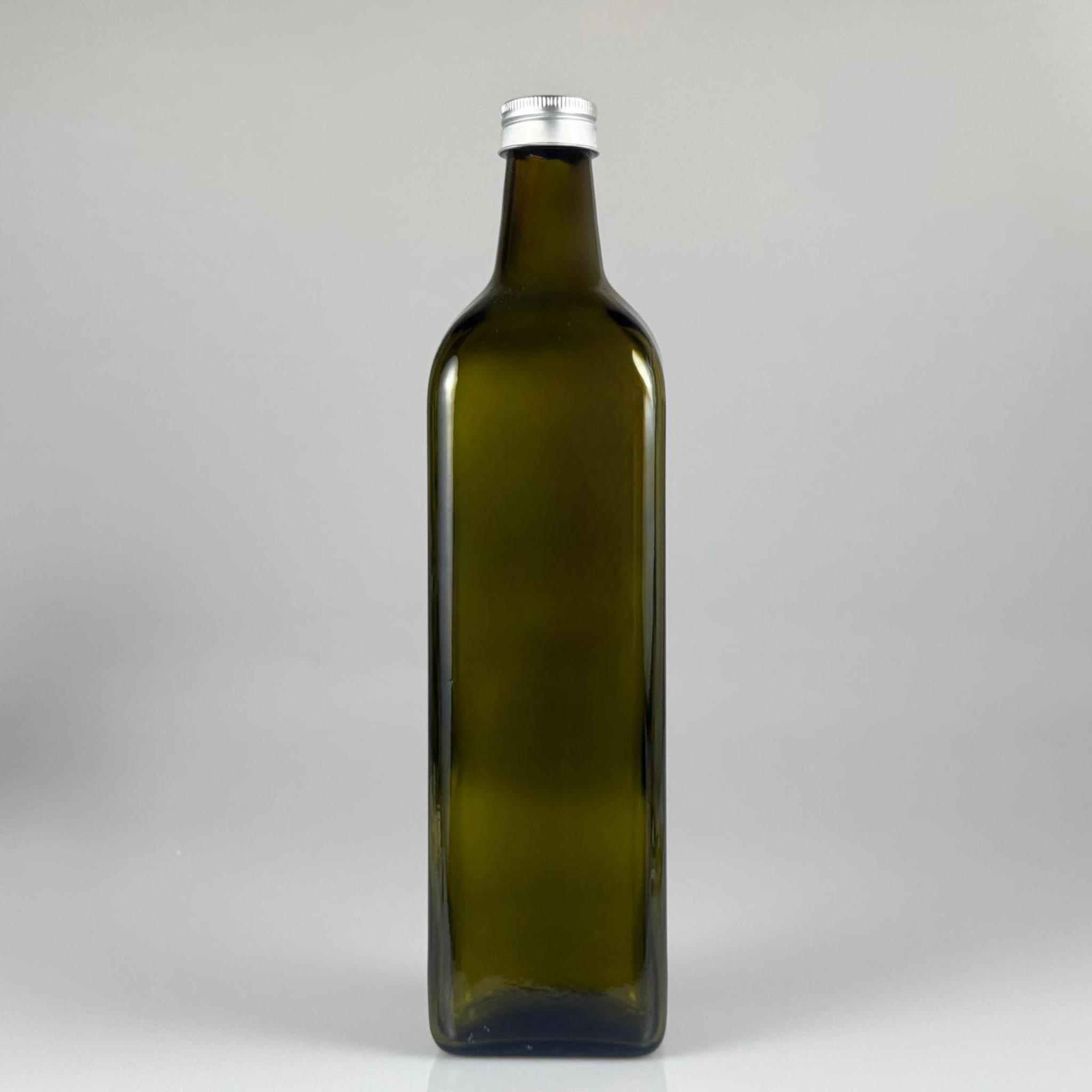 1000 CC YEŞİL MARASKA CAM ŞİŞE - GÜMÜŞ METAL ALÜMİNYUM KAPAKLI - 1000 ML KÖŞELİ YAĞ ŞİŞESİ - SİRKE ŞİŞESİ