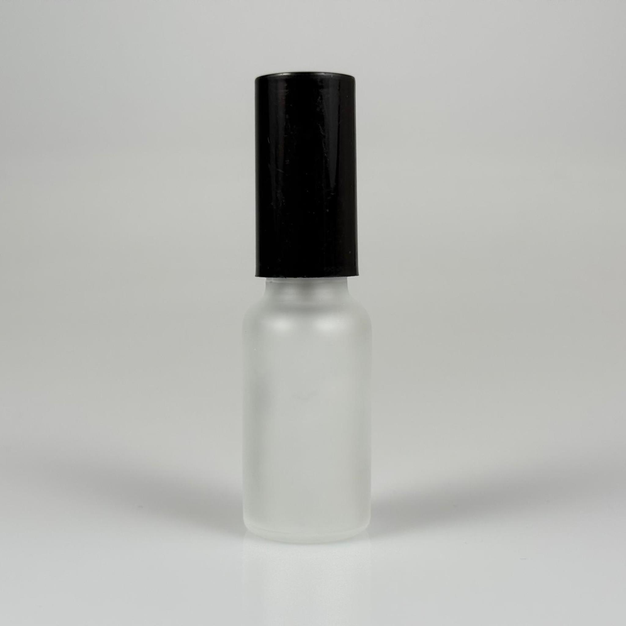 20 CC BUZLU CAM ŞİŞE - SİYAH PLASTİK KAPAK - SİYAH SPREYLİ - 20 ML PARFÜM ŞİŞESİ