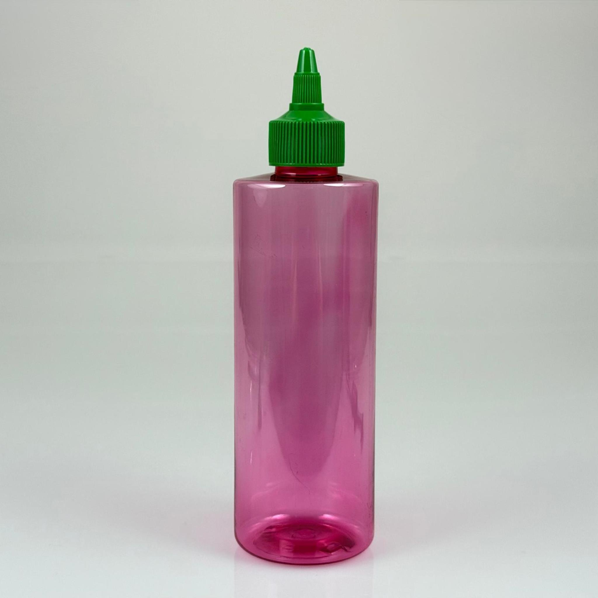 ZEYTİNYAĞI, SOS, ACI SOS, SİRKE, SRIRACHA VB BOŞ ŞİŞELERİ - YEŞİL SİVRİ TWİST AKITICI KAPAK + 400 ML PEMBE PET PLASTİK ŞİŞE TAKIM