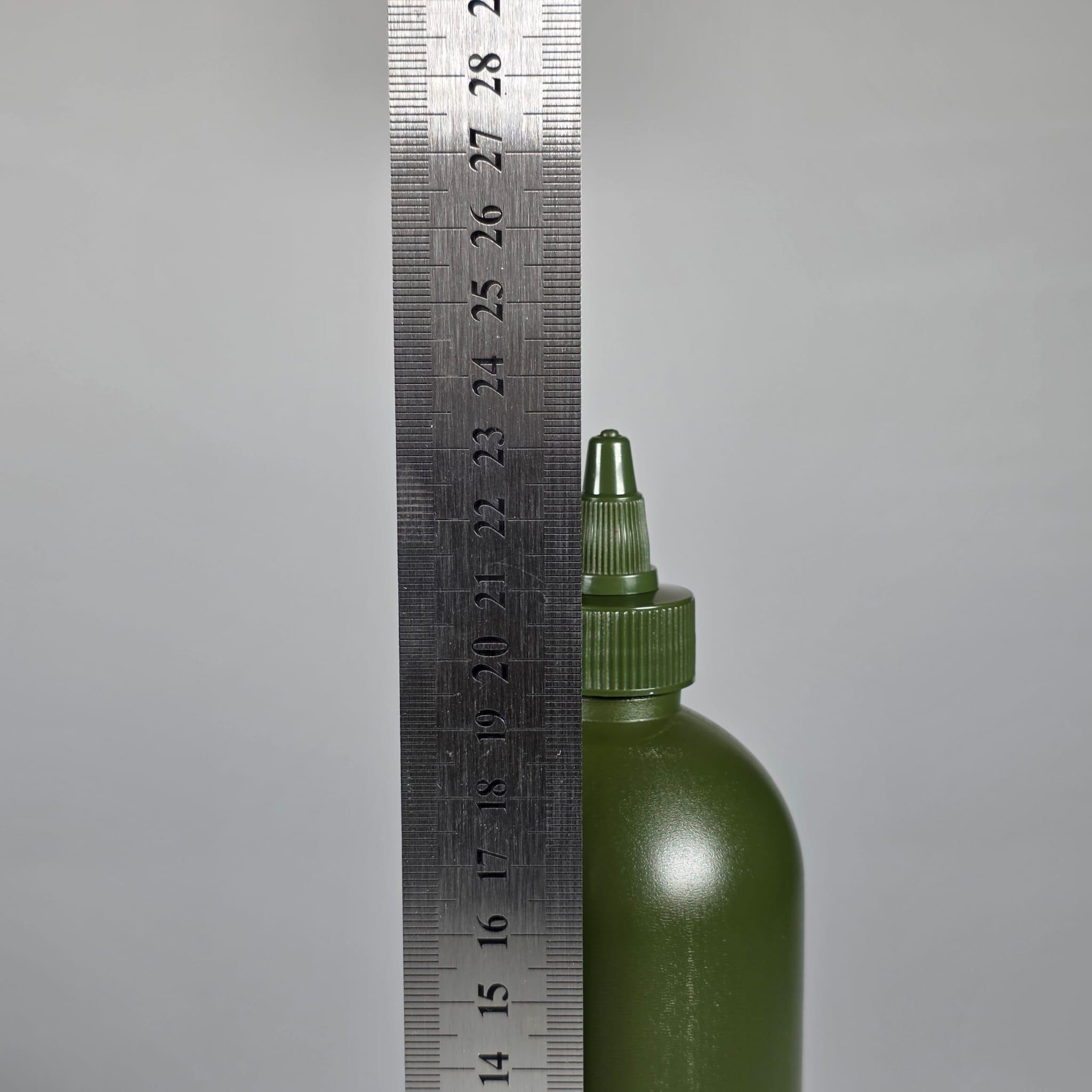 ZEYTİNYAĞI, SOS, ACI SOS, SİRKE, SRIRACHA VB BOŞ ŞİŞELERİ - YEŞİL SİVRİ TWİST AKITICI KAPAK + 500 ML YEŞİL POLİETİLEN SIKILABİLİR UZUN PLASTİK ŞİŞE TAKIM