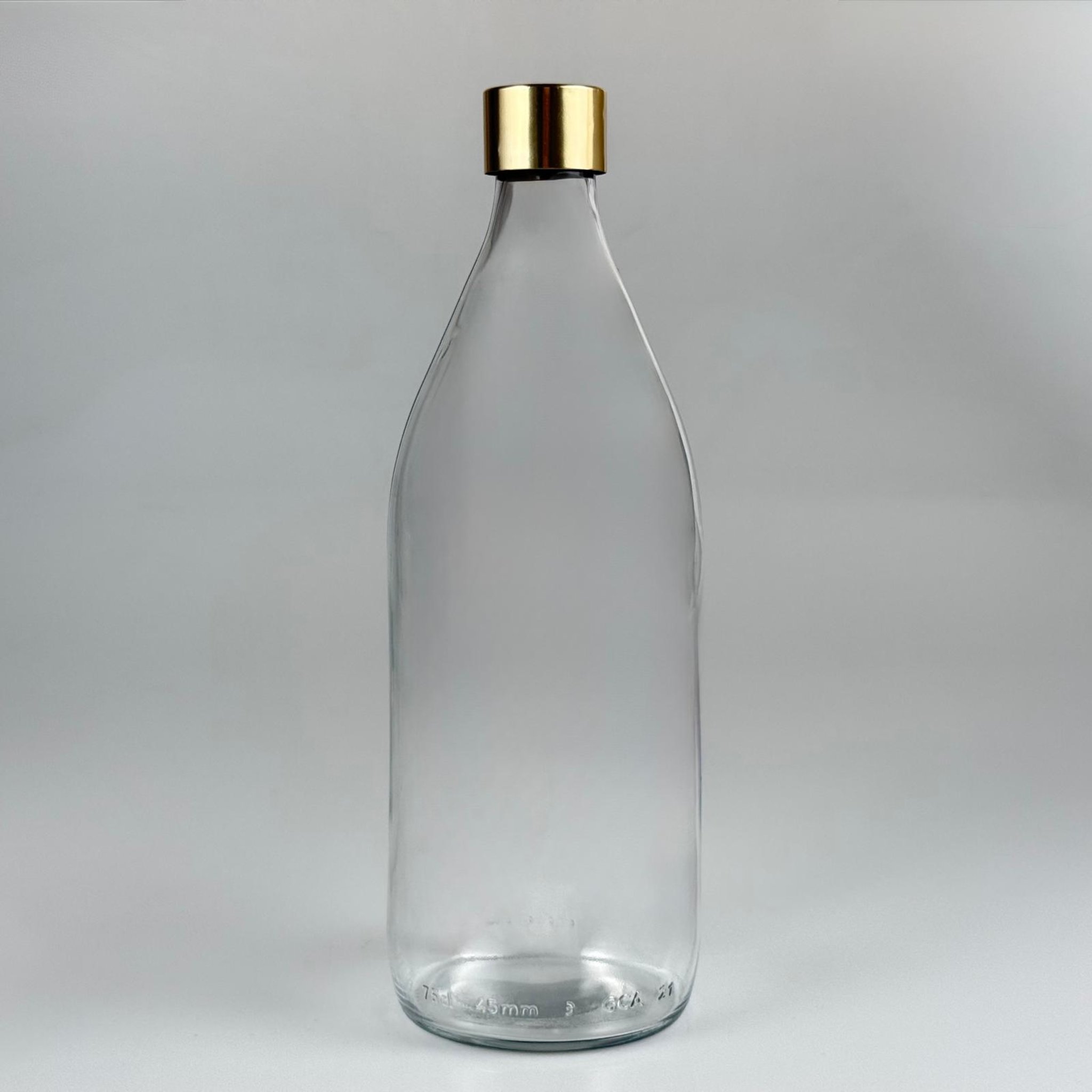 750 CC CAM ŞİŞE + ALÜMİNYUM KAPLAMALI GOLD KAPAKLI TAKIM - 750 ML CAM SU ŞİŞESİ